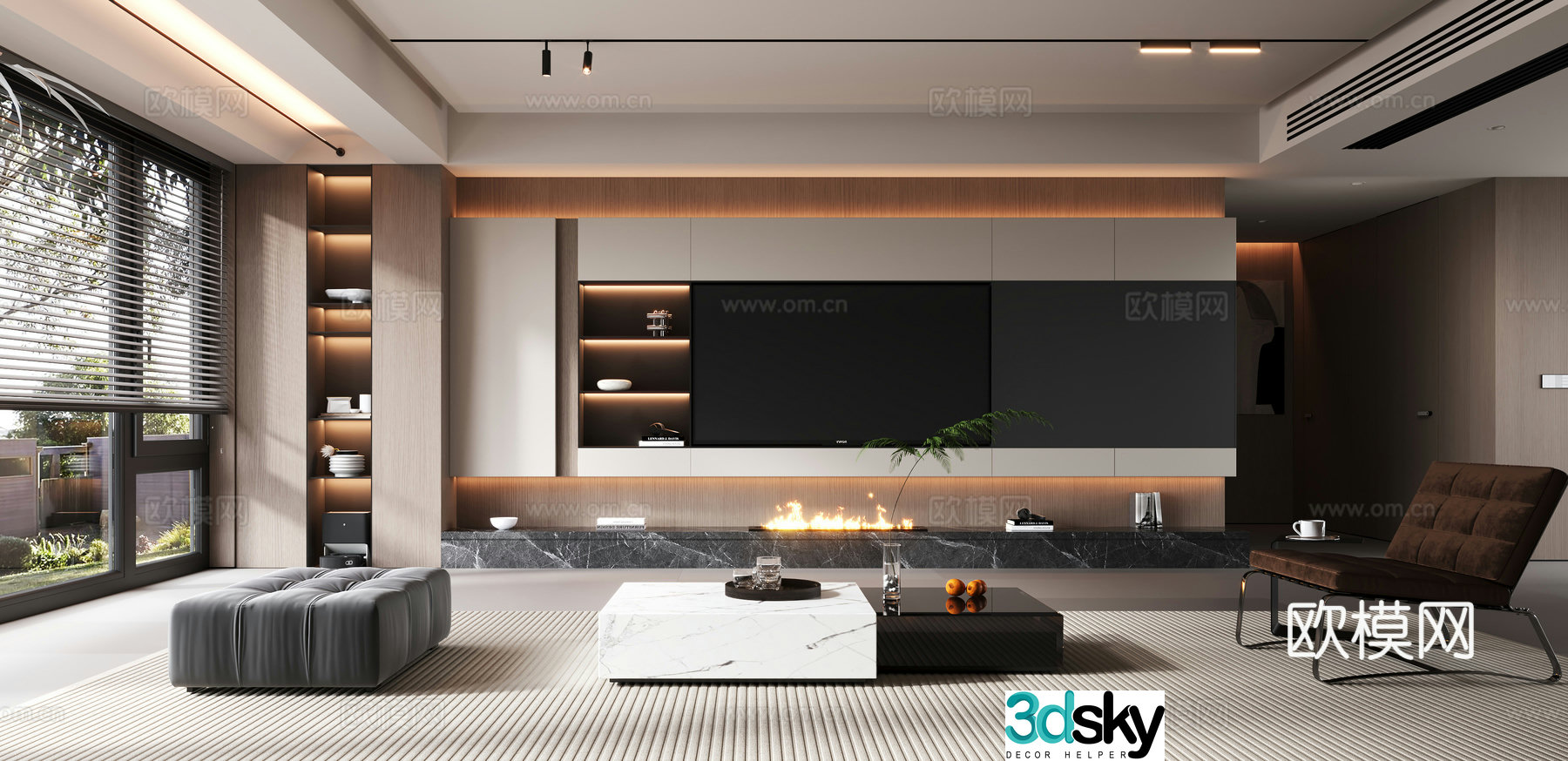 Modern TV background wall 3d model