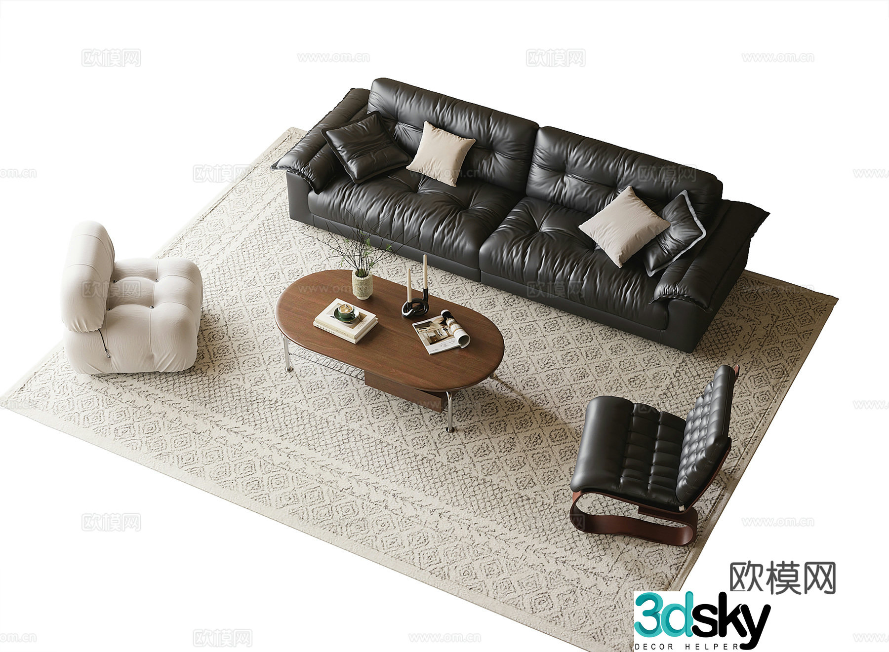Modern sofa coffee table combination leisure chair single sofa 3d model