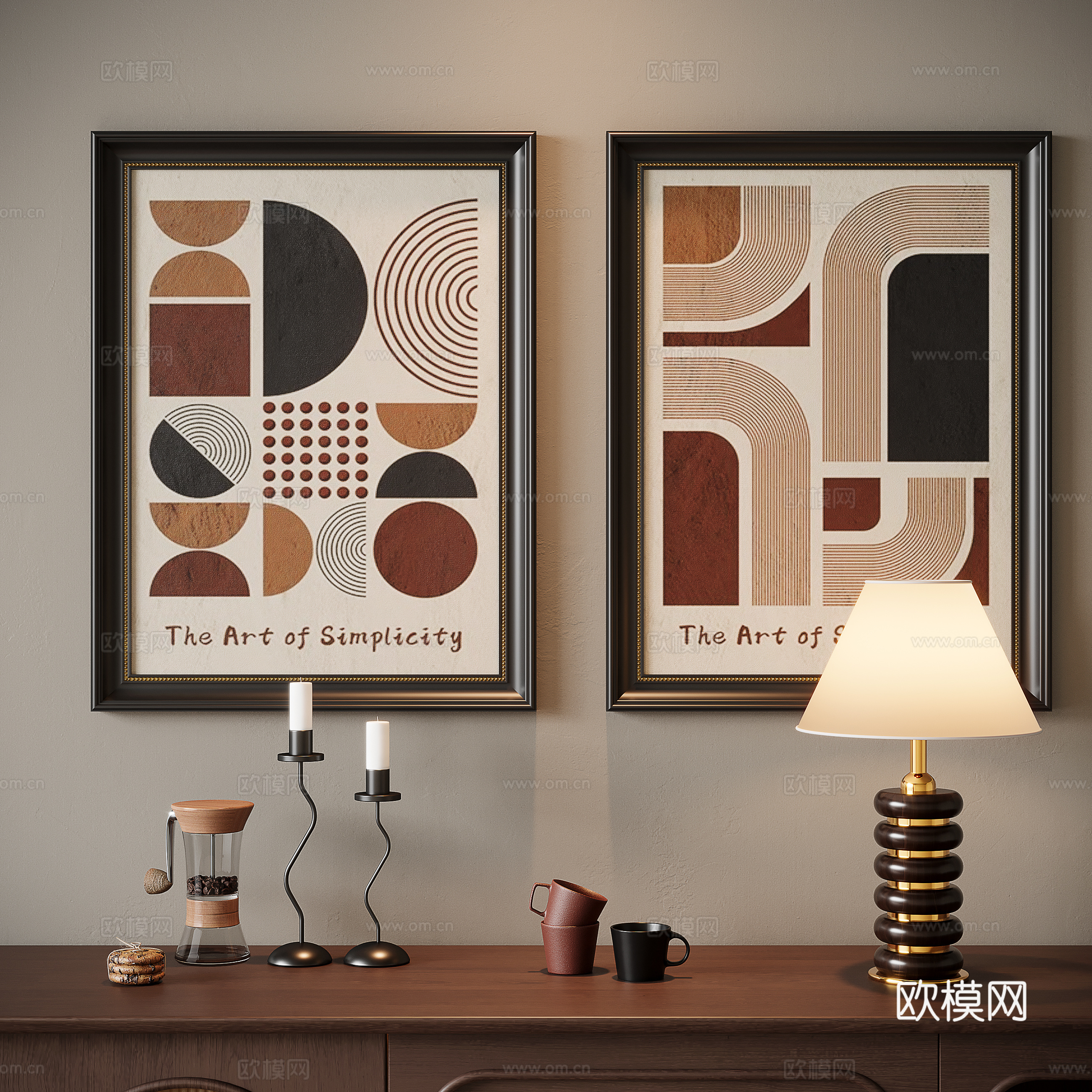 French combination decorative painting 3d model