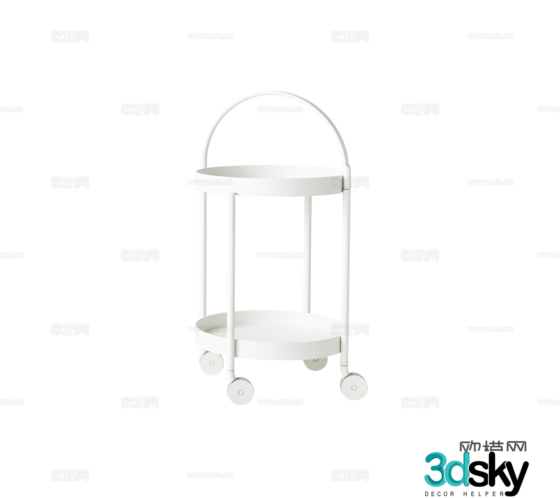 Modern dining camping dining cart push cart metal coffee table side combination 3D model