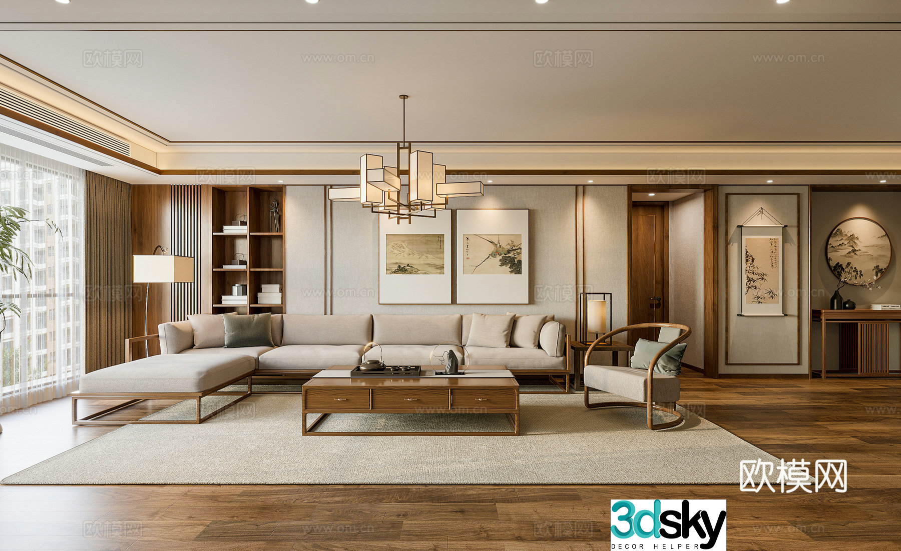 New Chinese Song style living room 3D model