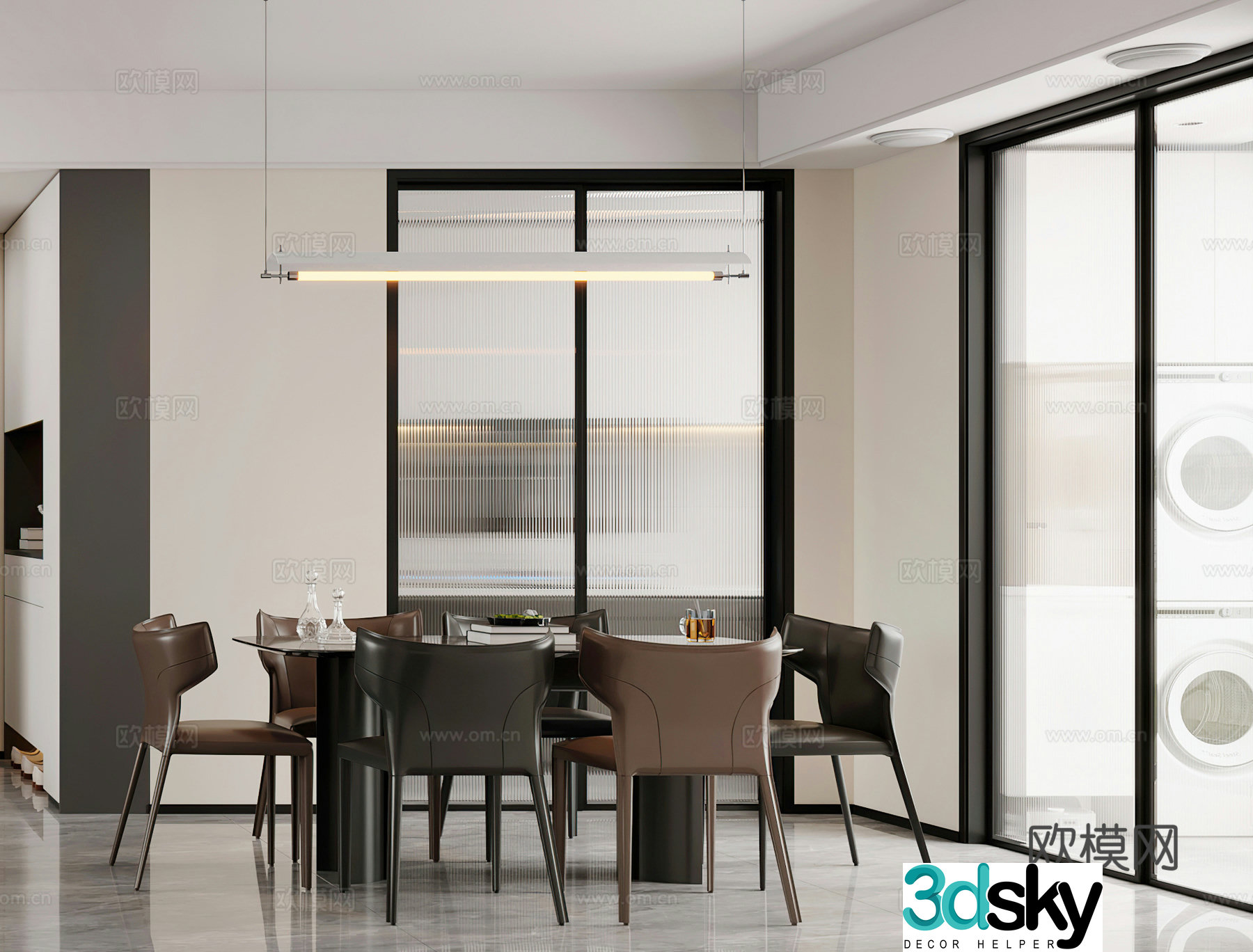 Modern restaurant Light luxury restaurant Dining table Chandelier Simple restaurant Modern living restaurant 3D model