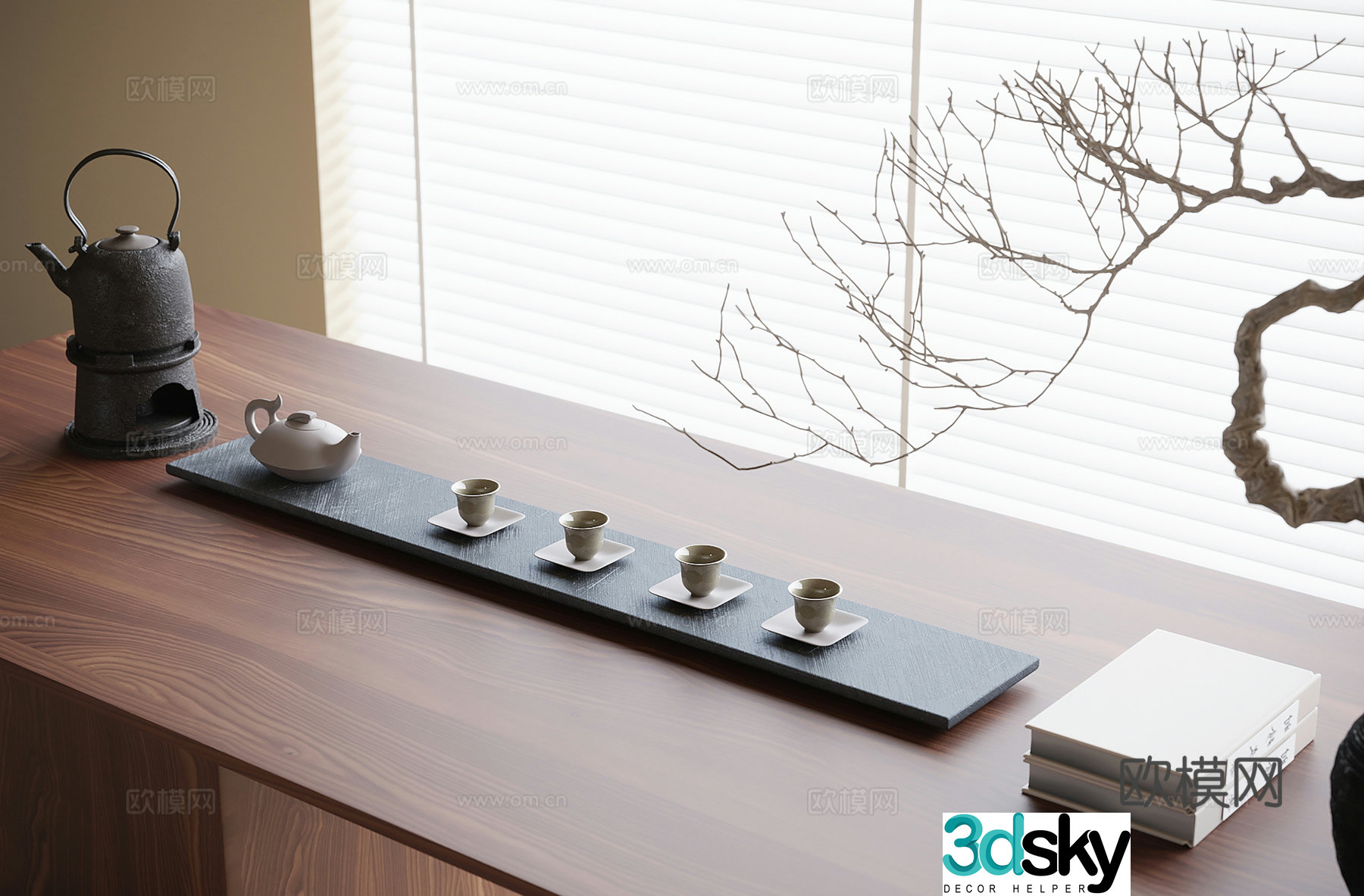 Modern tea set ornaments 3d model