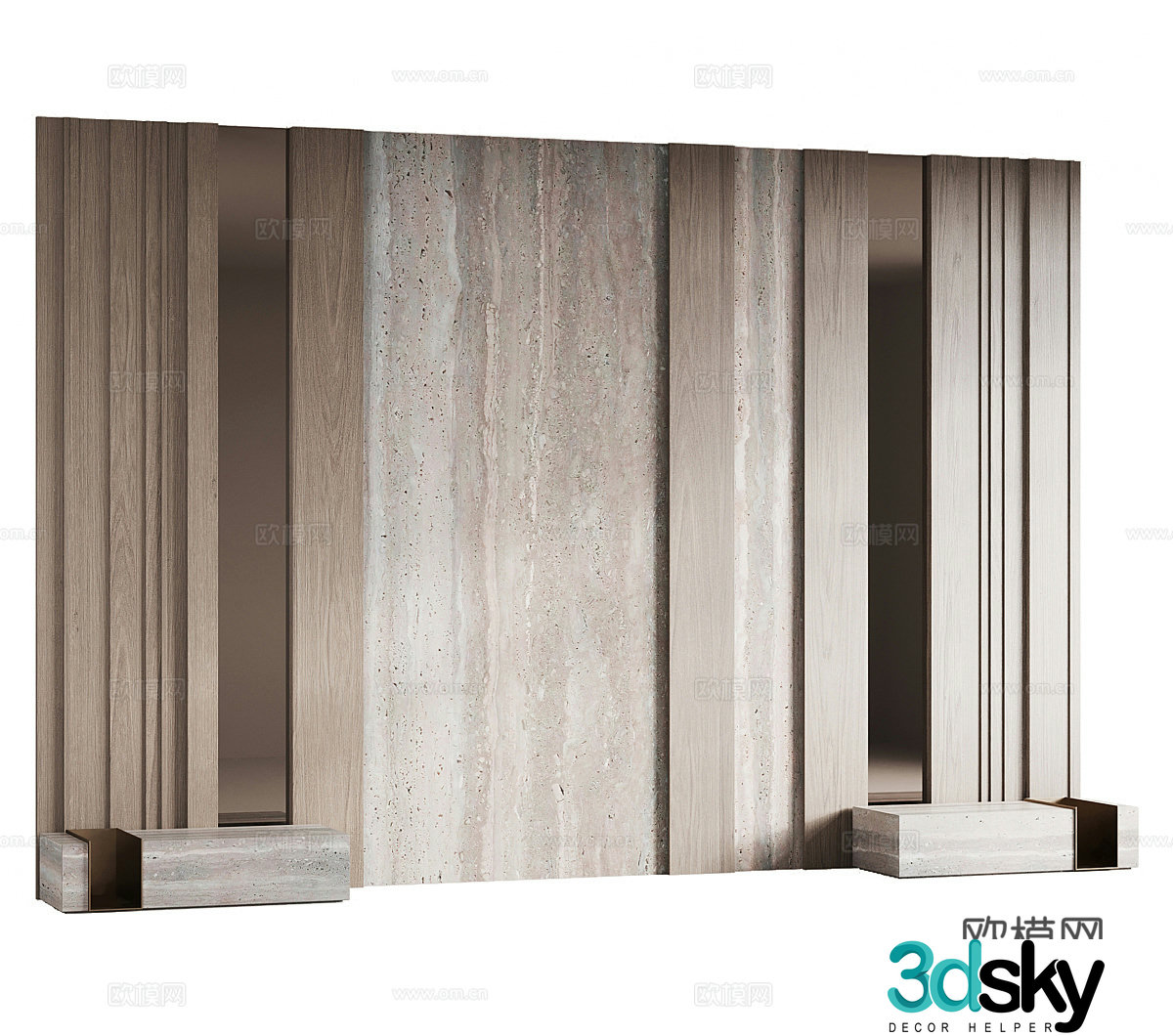 Middle Ages Background Wall Stone Background Wall Grille Background Wall Bedside Background Wall Bedroom Background Wall 3D Model