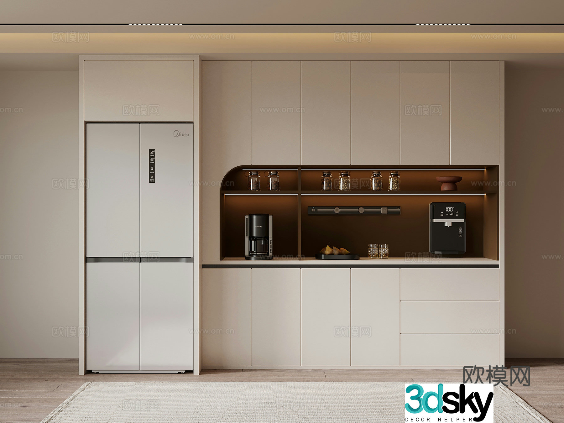 Modern simple wine cabinet sideboard 3D model