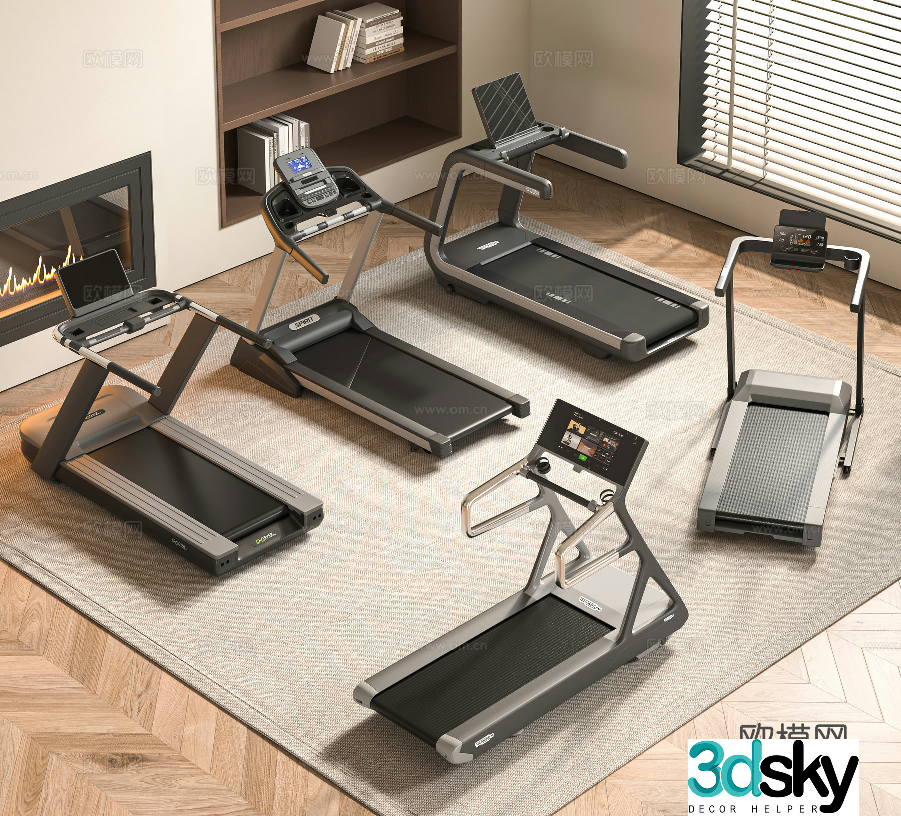 Modern treadmill 3d model