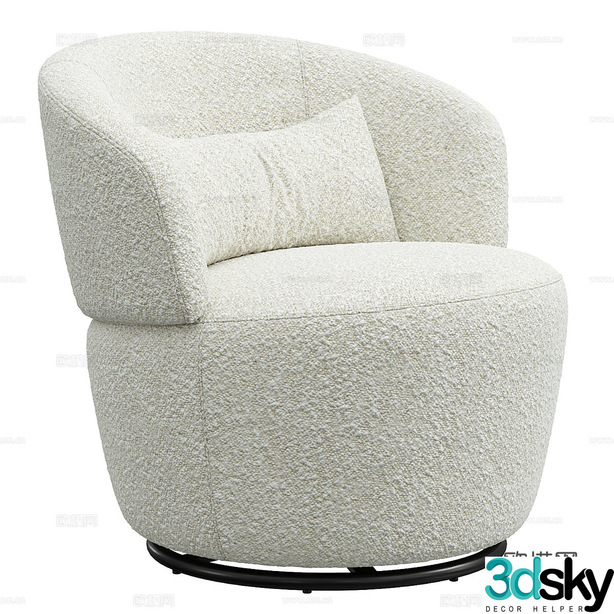 Modern Italian Amber BouclÃ© swivel chair 3d model