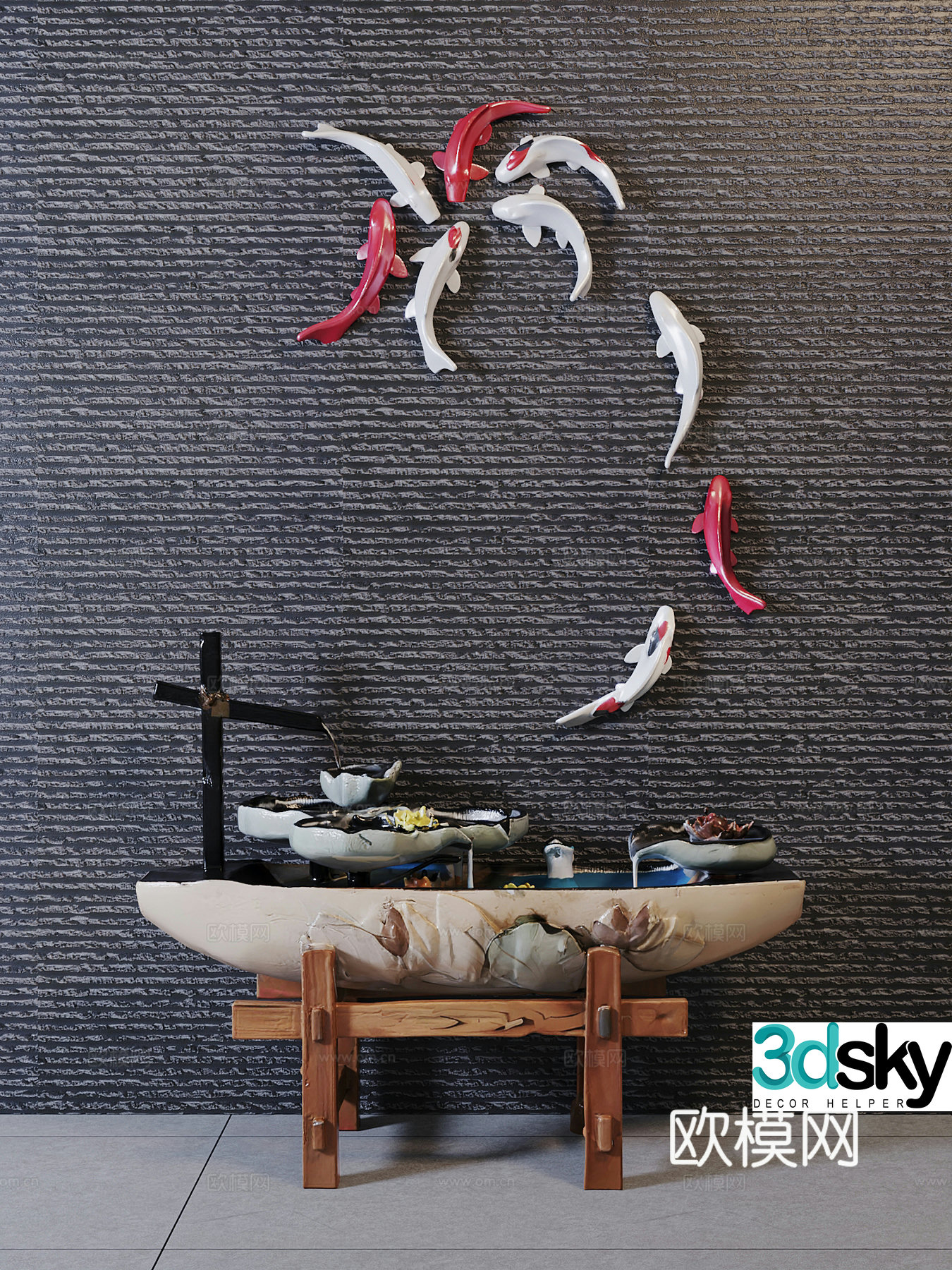 3D model of running water fountain ornaments