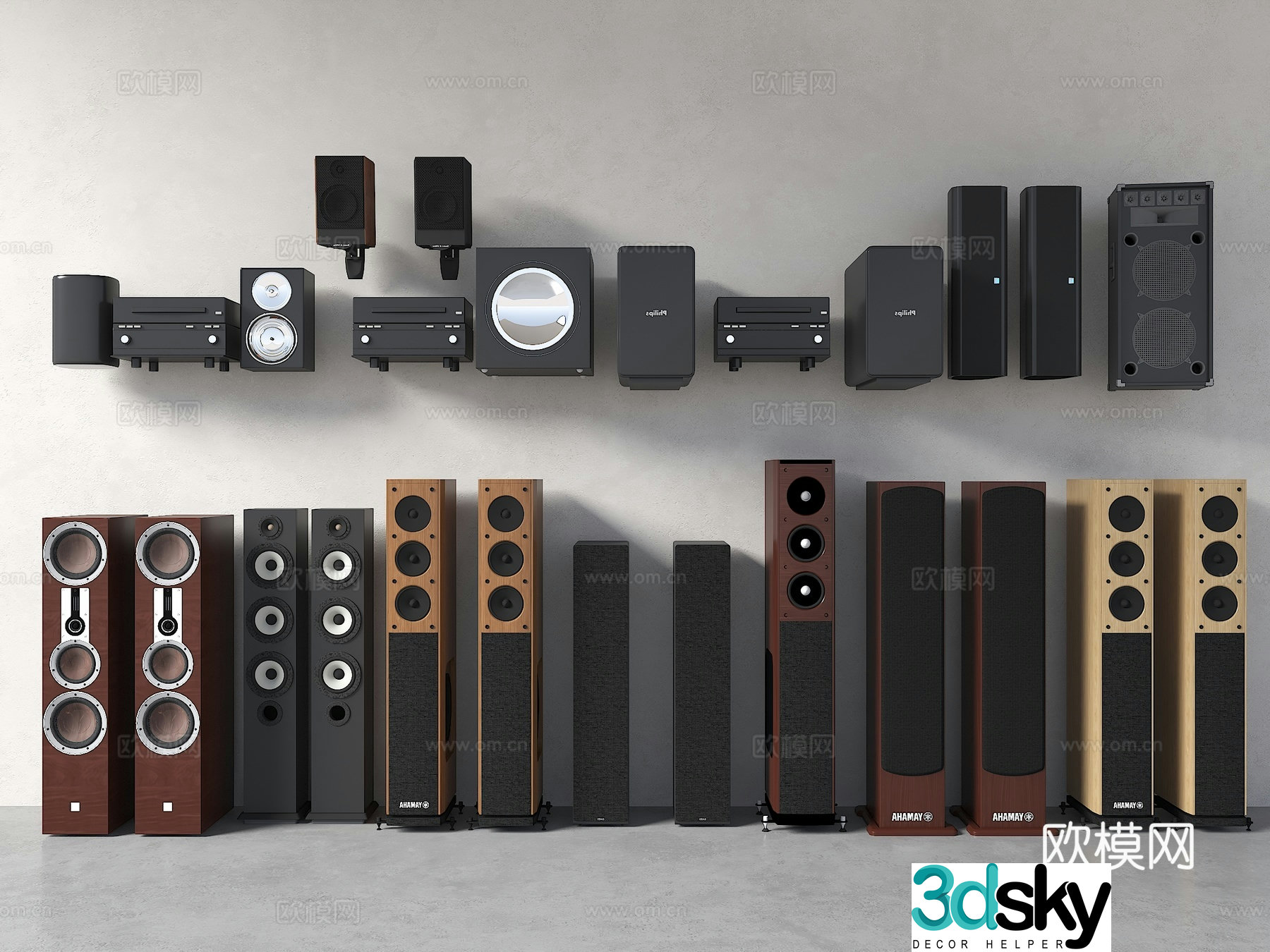 Audio and video equipment Modern audio floor-standing audio wall-mounted audio 3D model