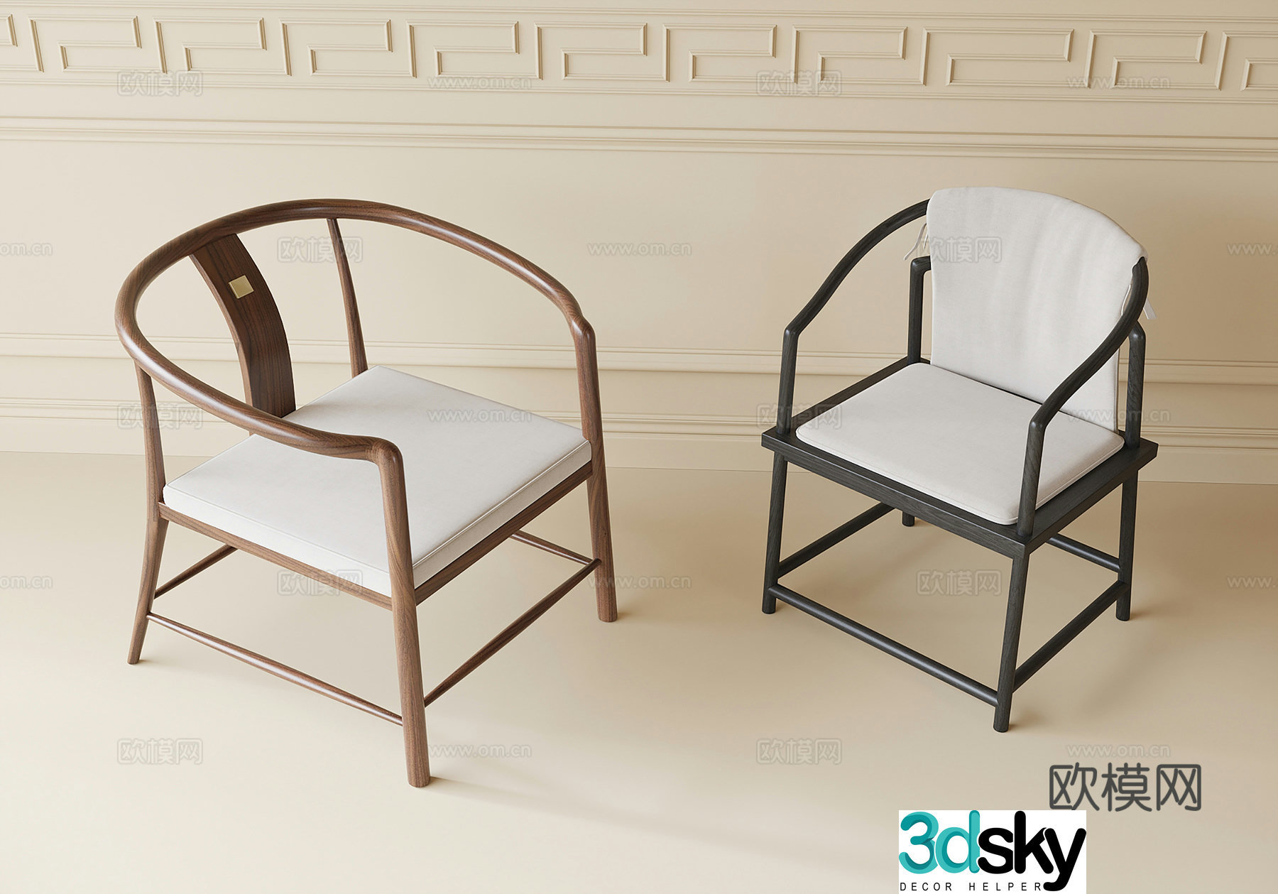 New Chinese style leisure chair single chair tea chair book chair 3d model