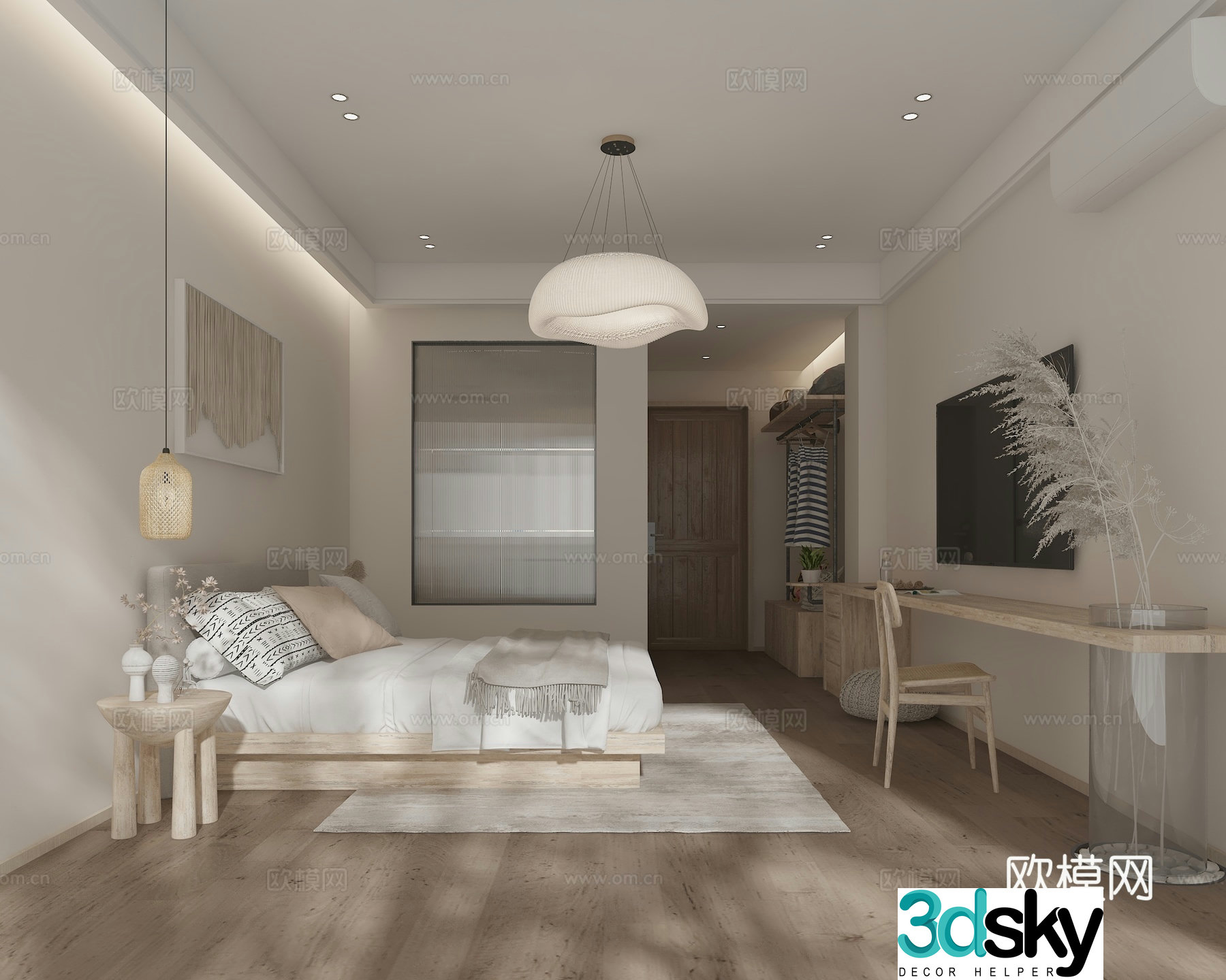 Modern B&B Bedroom 3D Model