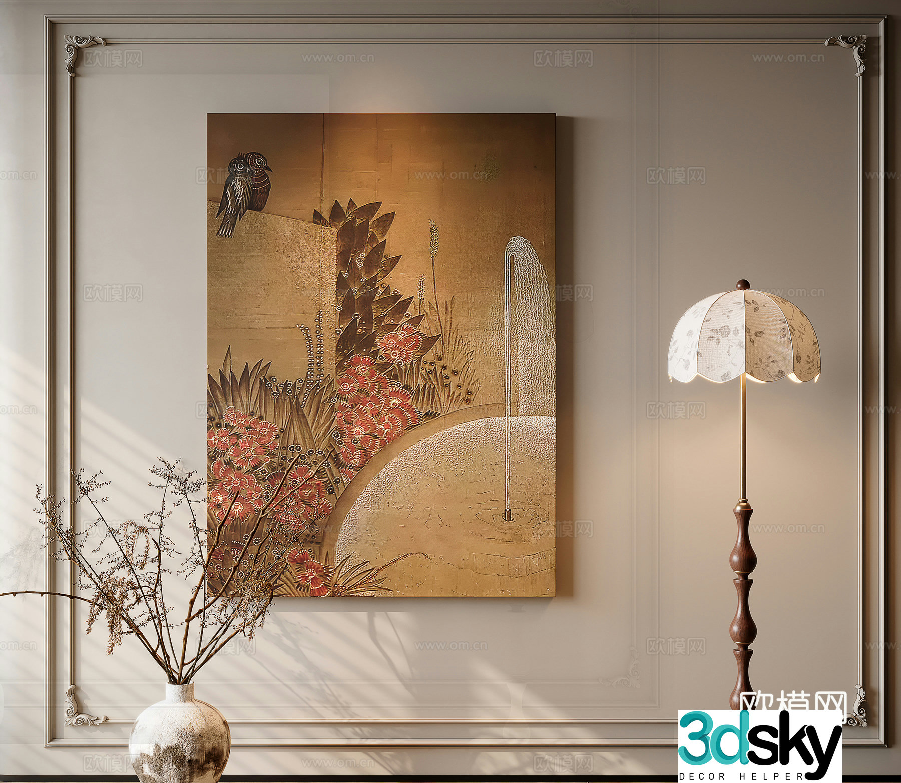 3D model of Wasabi Middle-style decorative painting