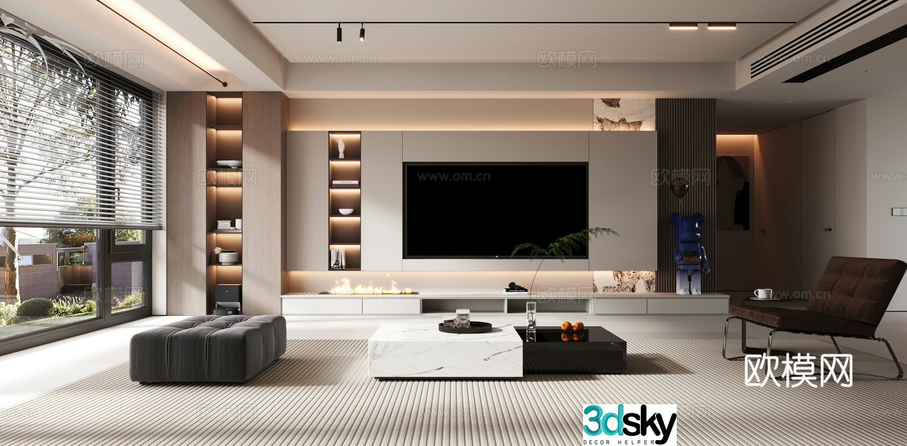 Modern TV background wall 3d model
