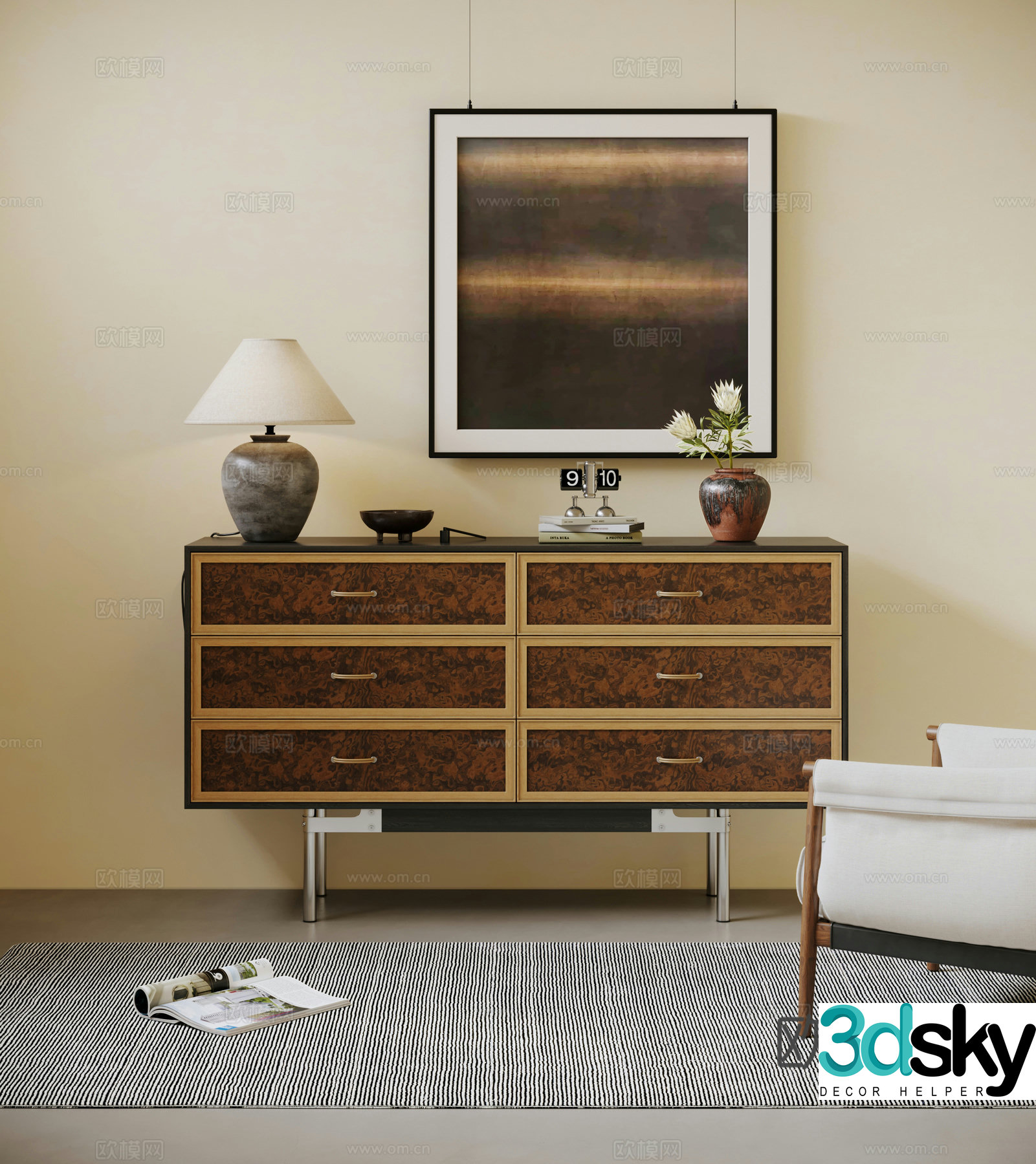 Modern retro entrance cabinet end view cabinet porch cabinet low cabinet storage cabinet storage cabinet sideboard cabinet 3D model