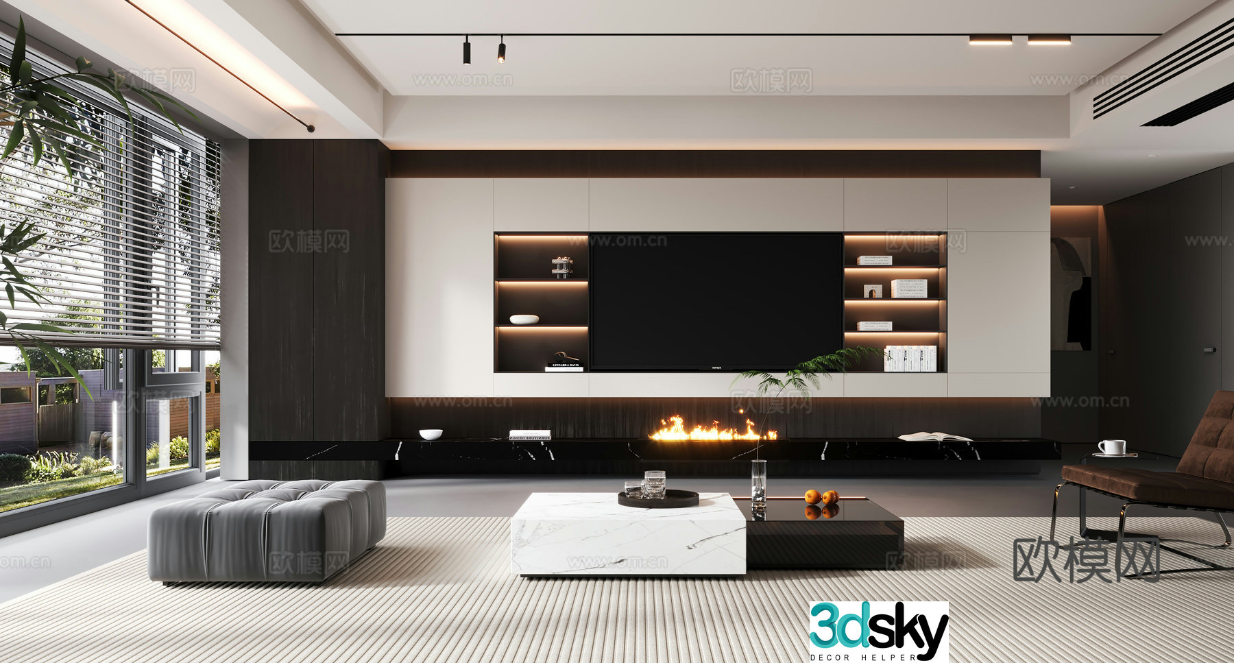 Modern TV background wall 3d model