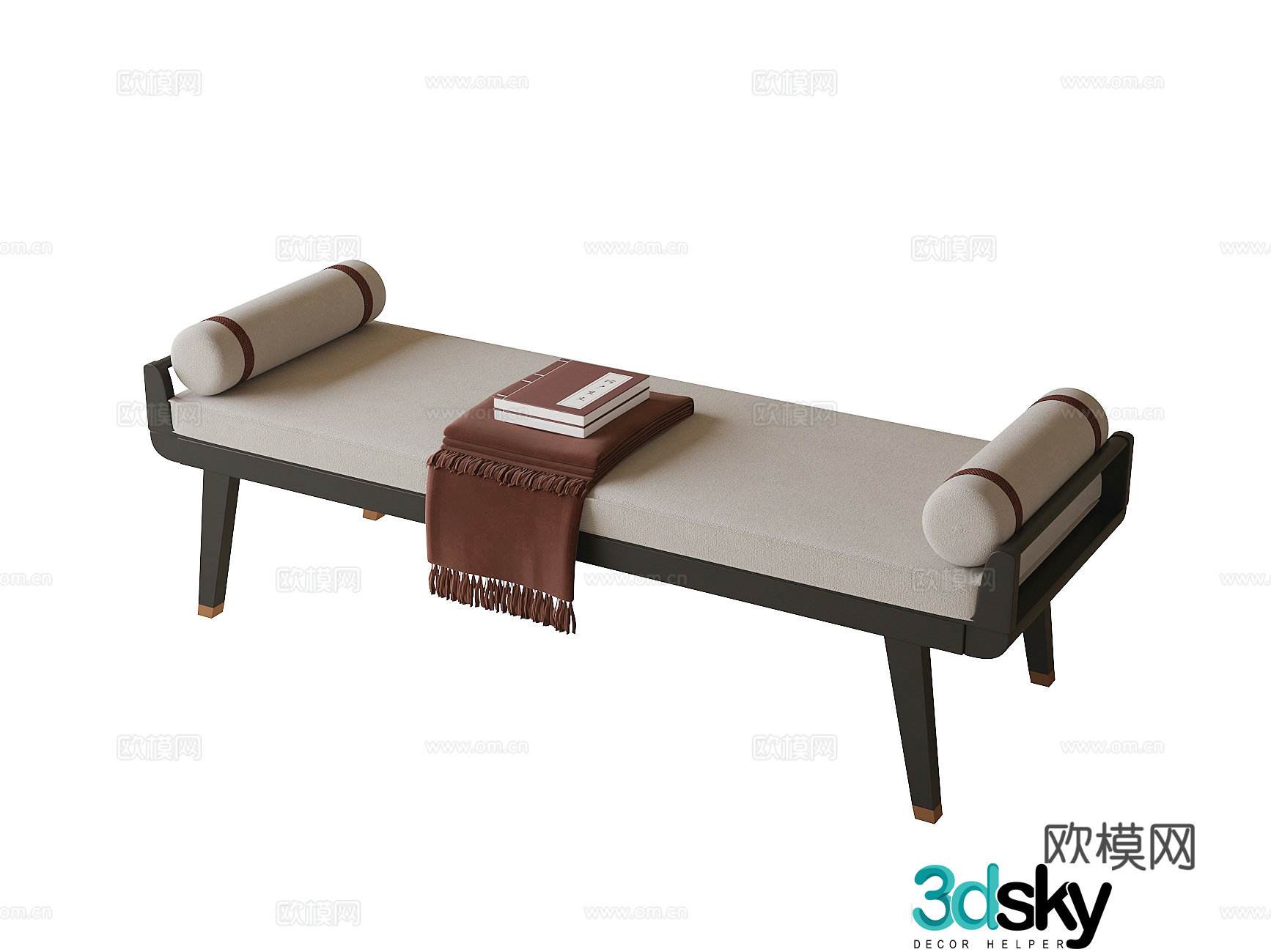 New Chinese style bed stool bench sofa stool 3D model