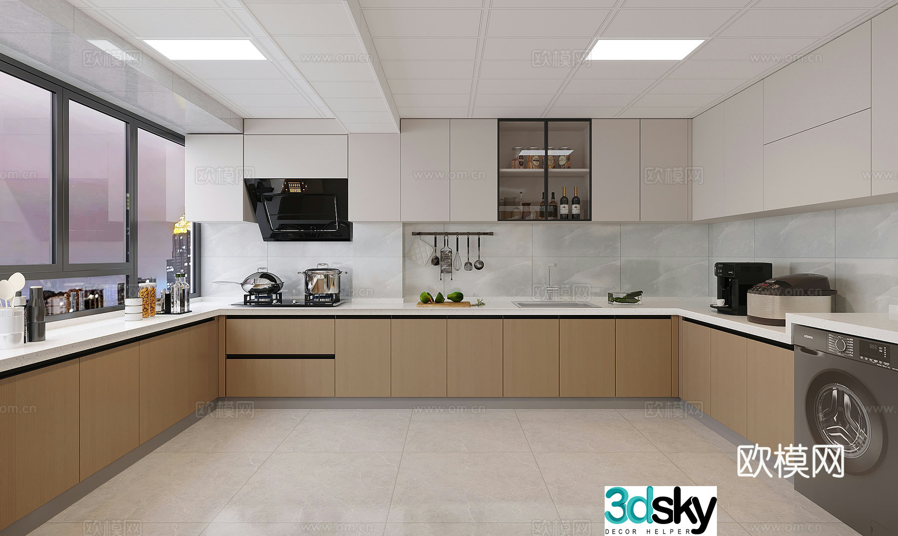 Modern minimalist kitchen 3d model