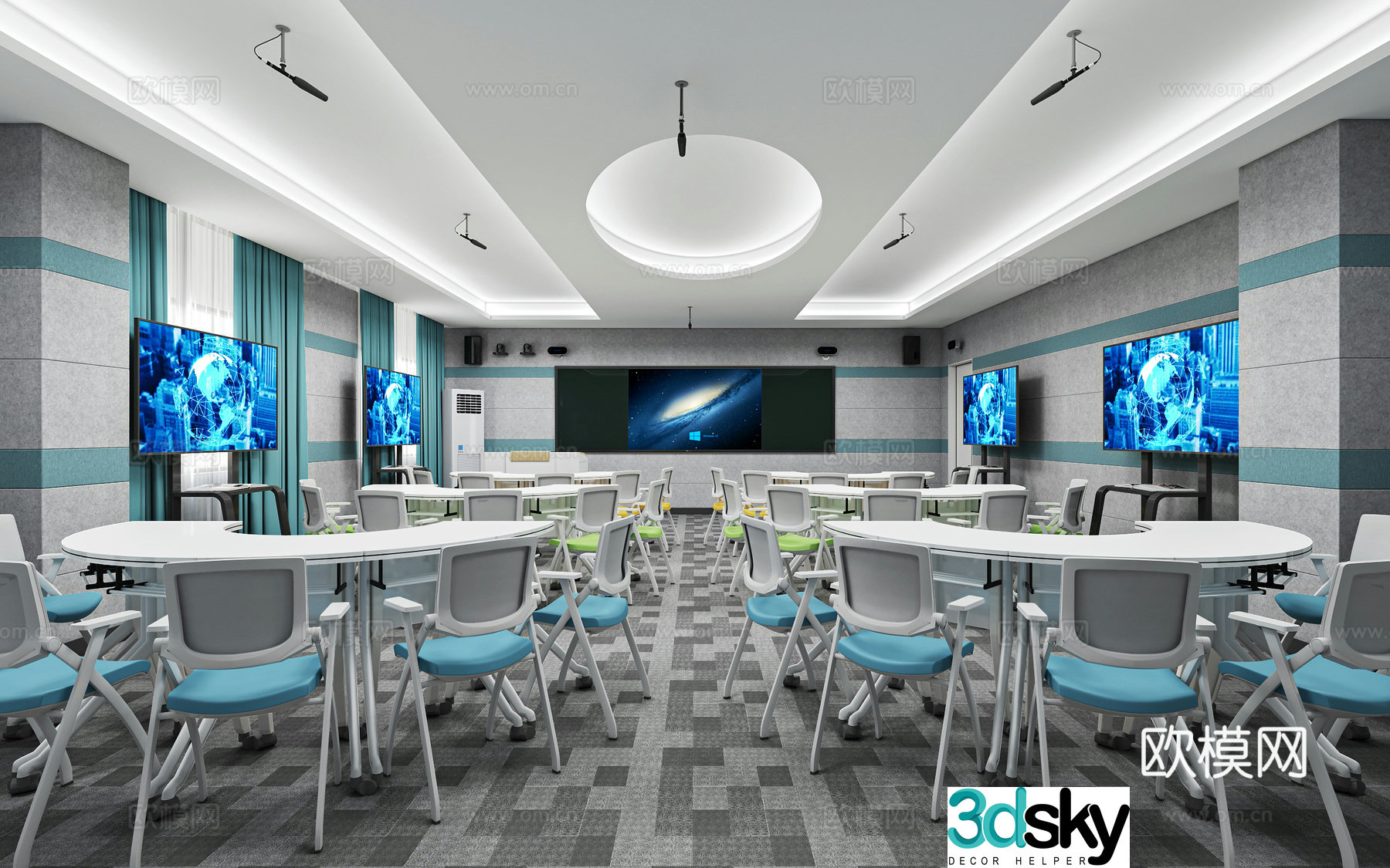 Modern smart classroom discussion room 3D model