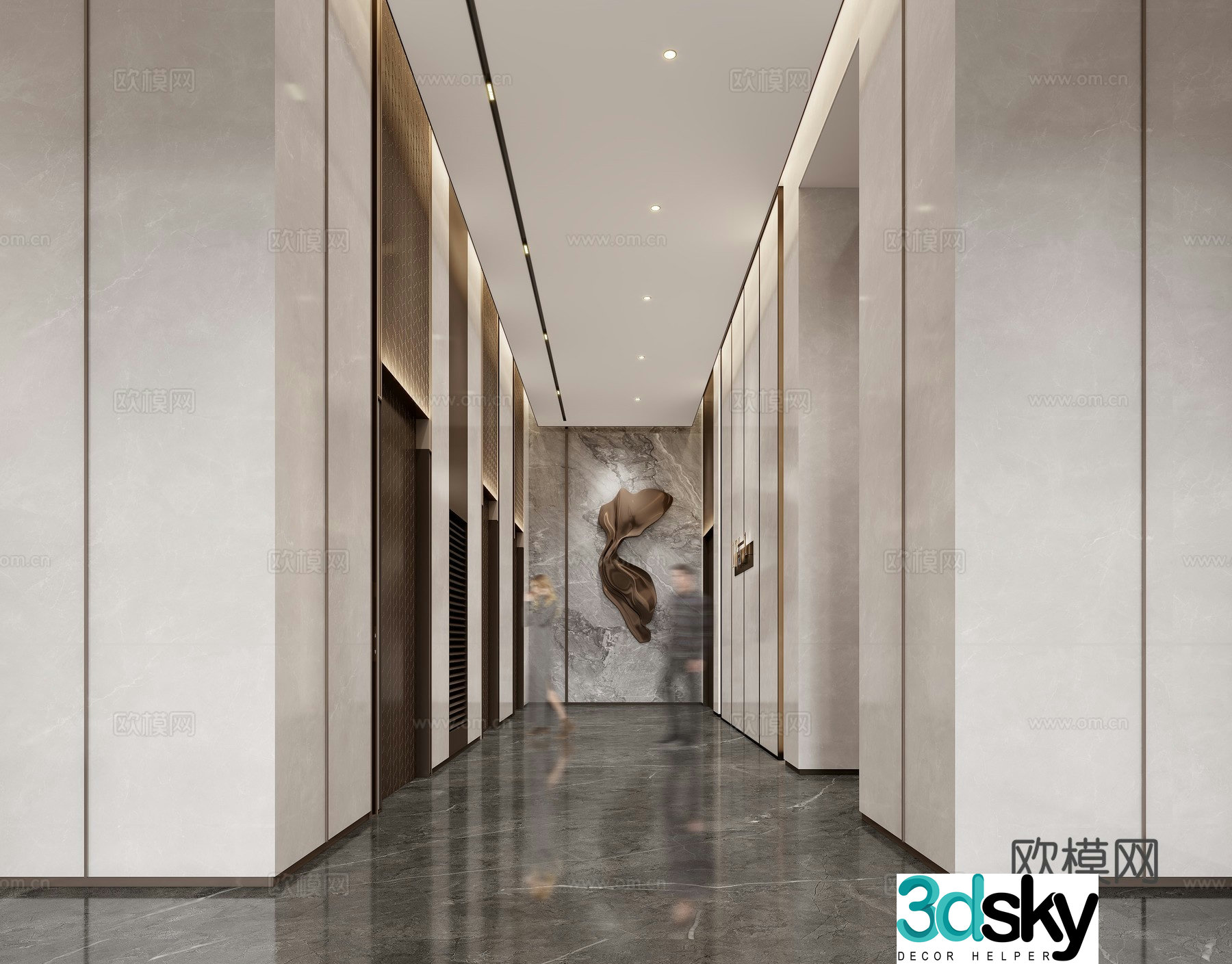Modern elevator hall corridor 3d model