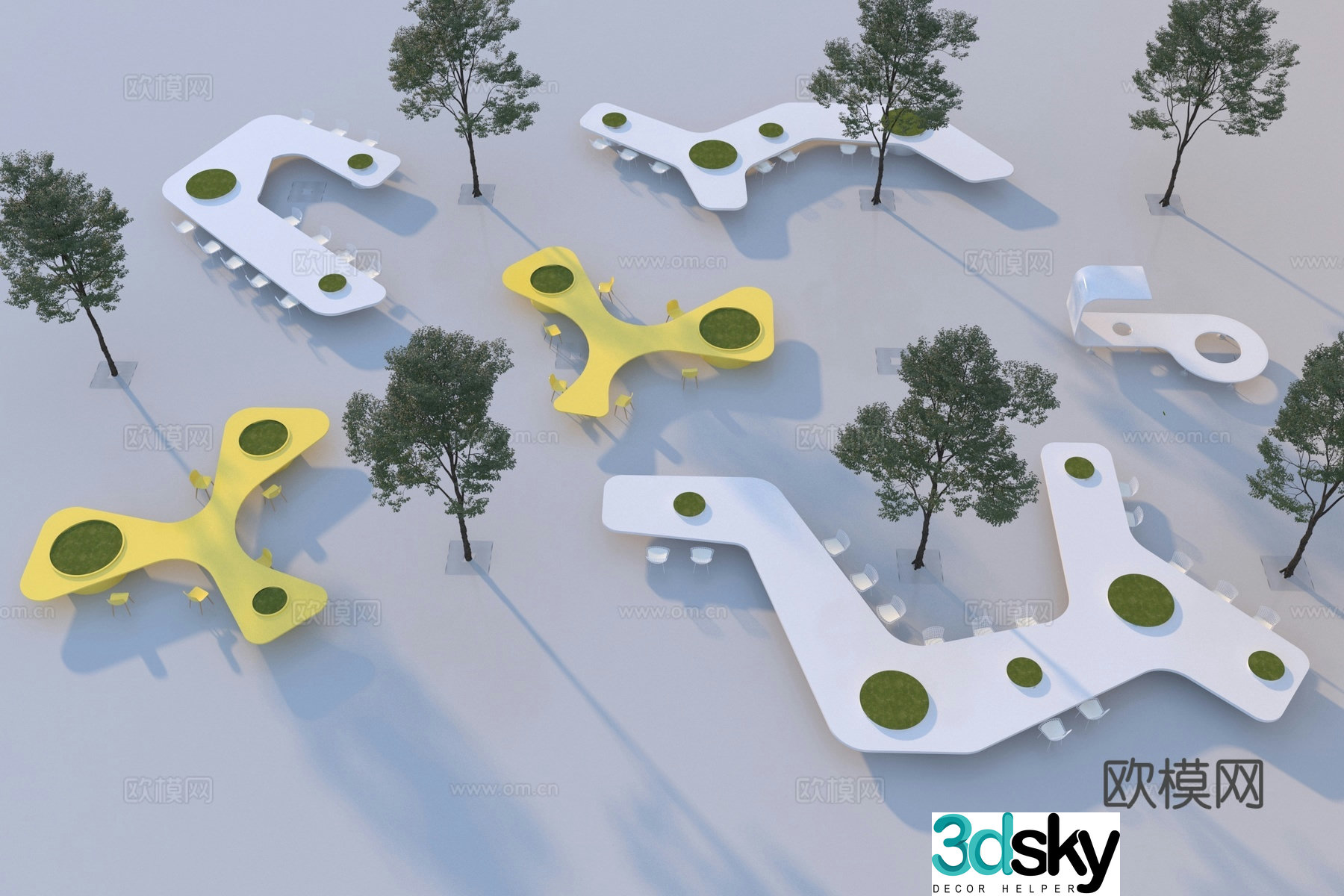Modern outdoor landscape seat 3d model
