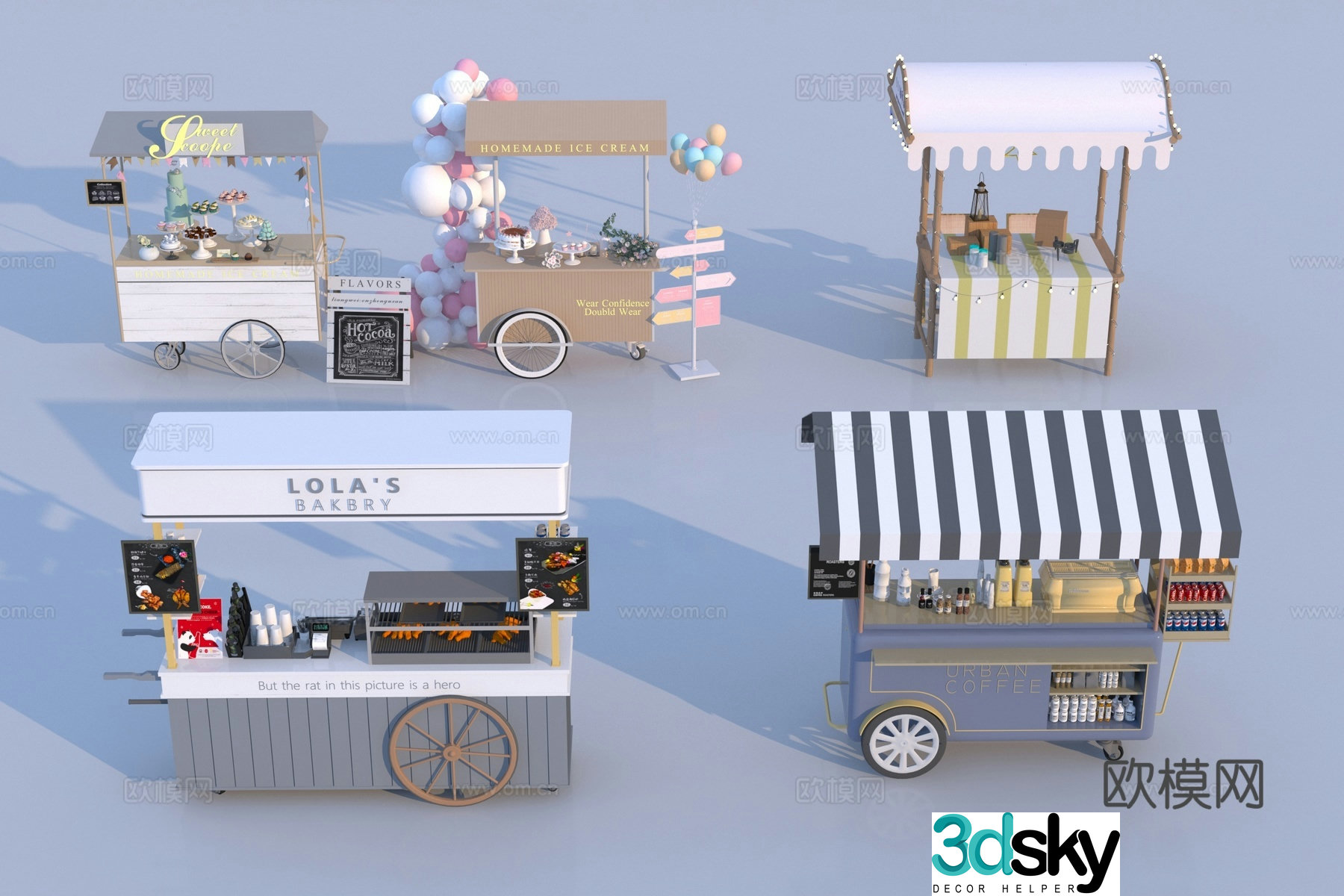 Modern stall Cart stall 3d model