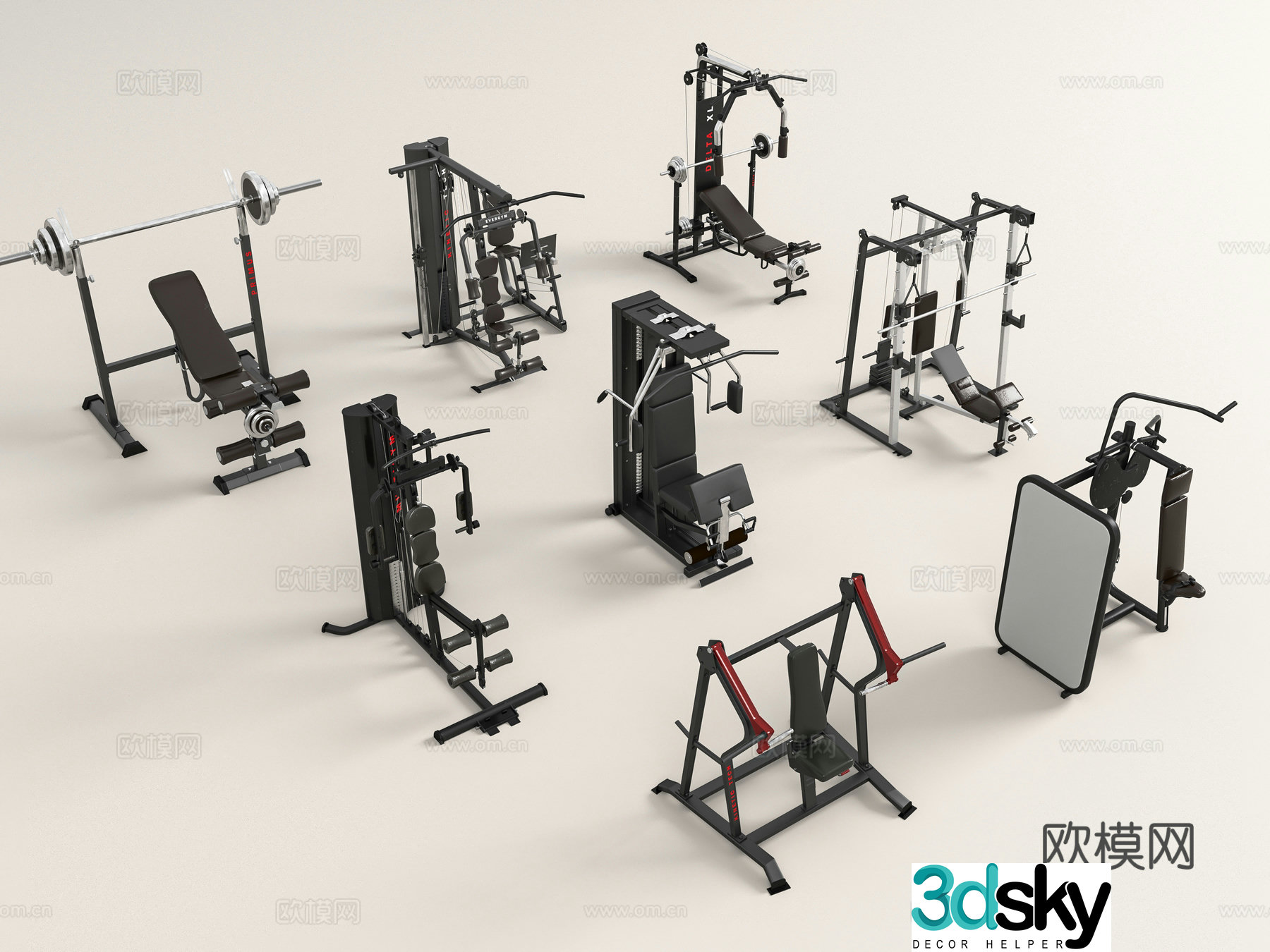 Modern fitness equipment 3d model