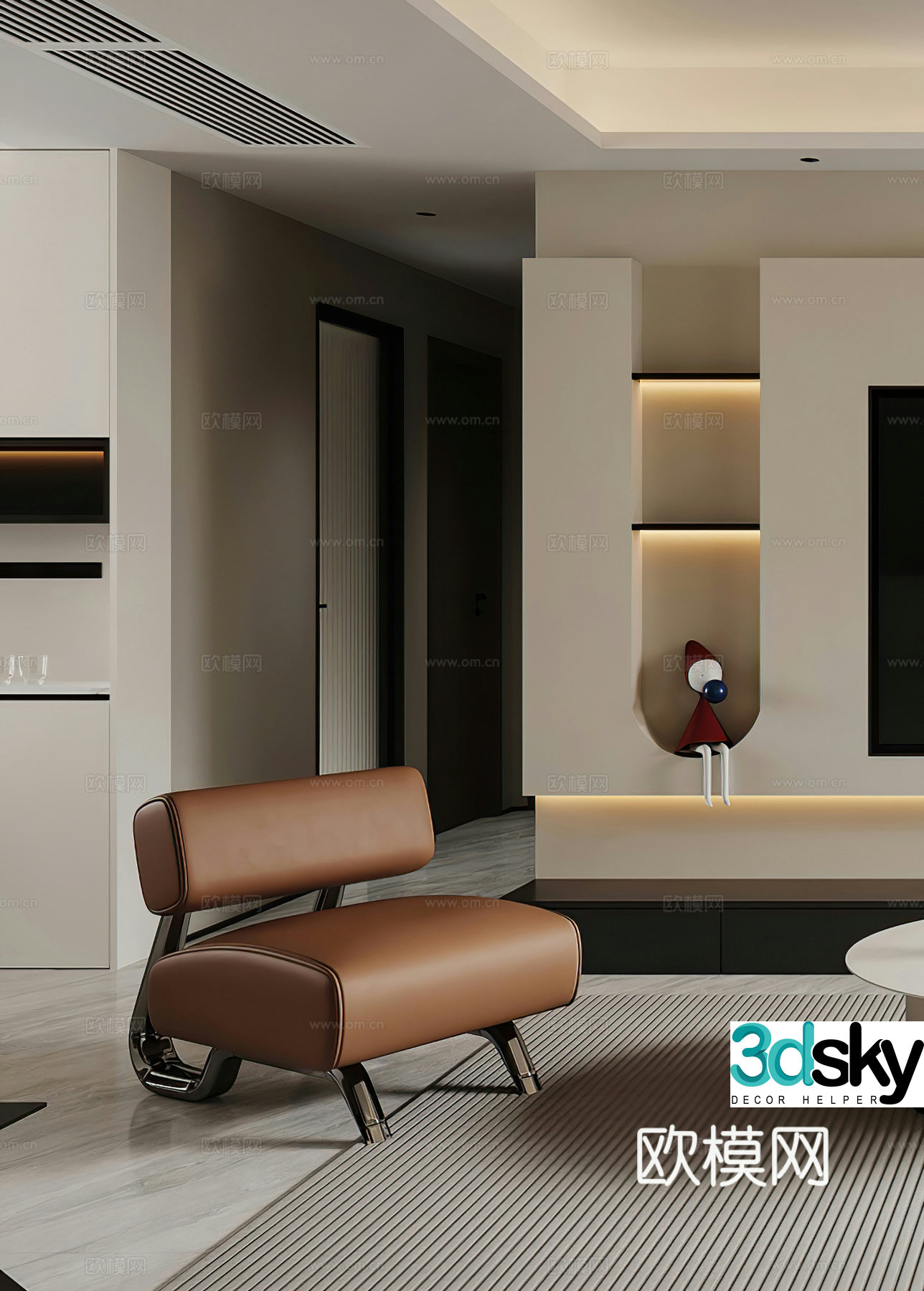 Modern leisure chair Light luxury leisure chair Side table Sculpture ornaments Decoration 3D model
