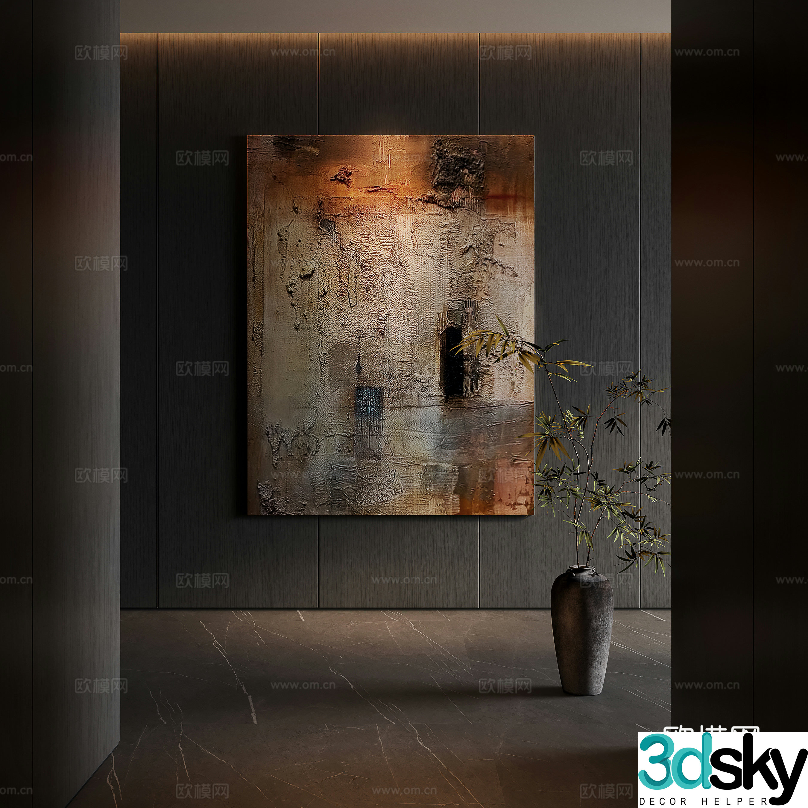 3D model of Wasabi Middle-style decorative painting