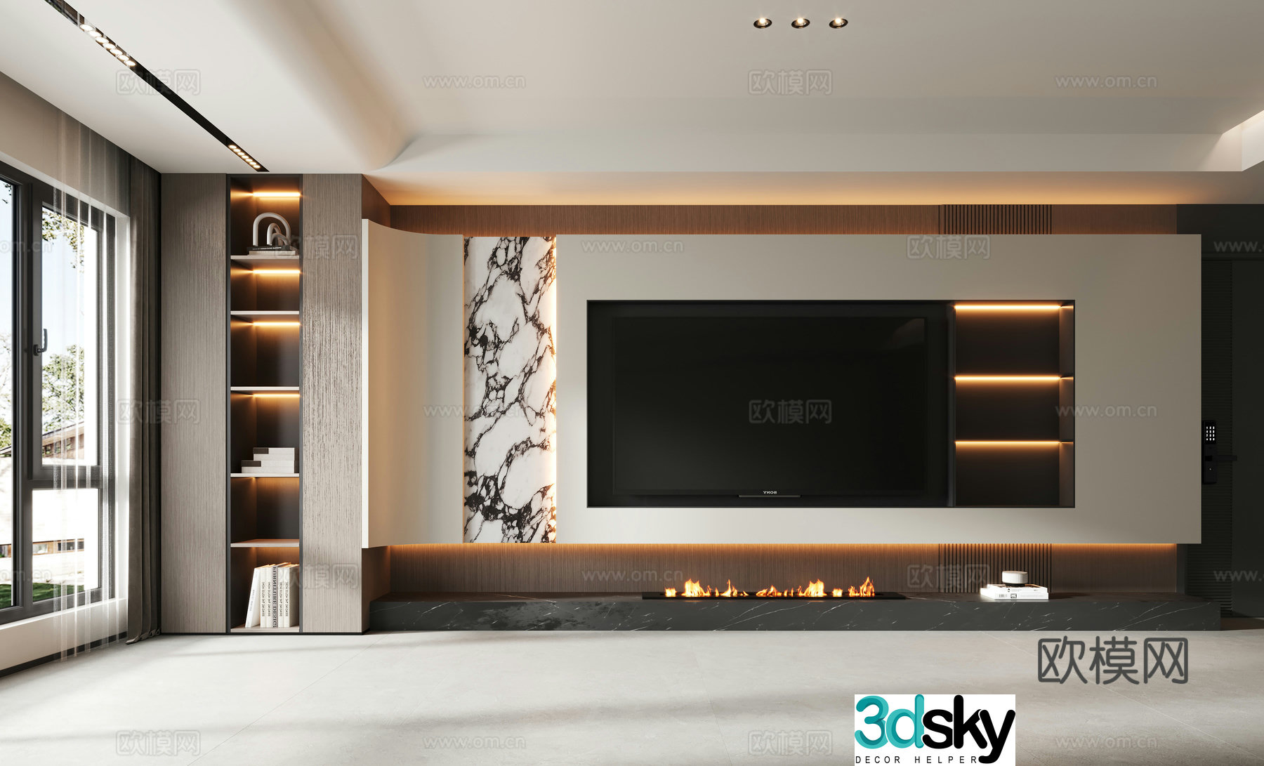Modern TV background wall 3d model