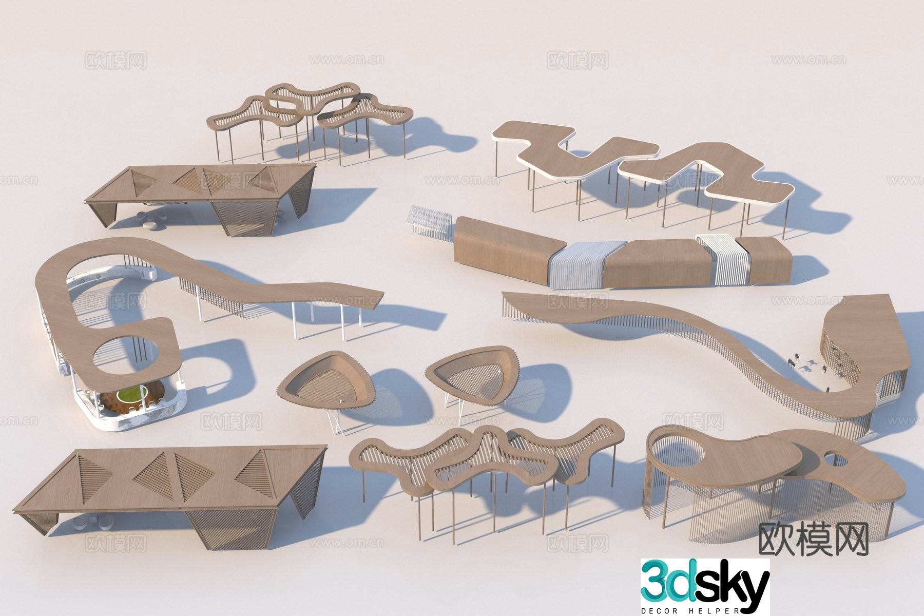 Modern landscape leisure corridor frame 3d model