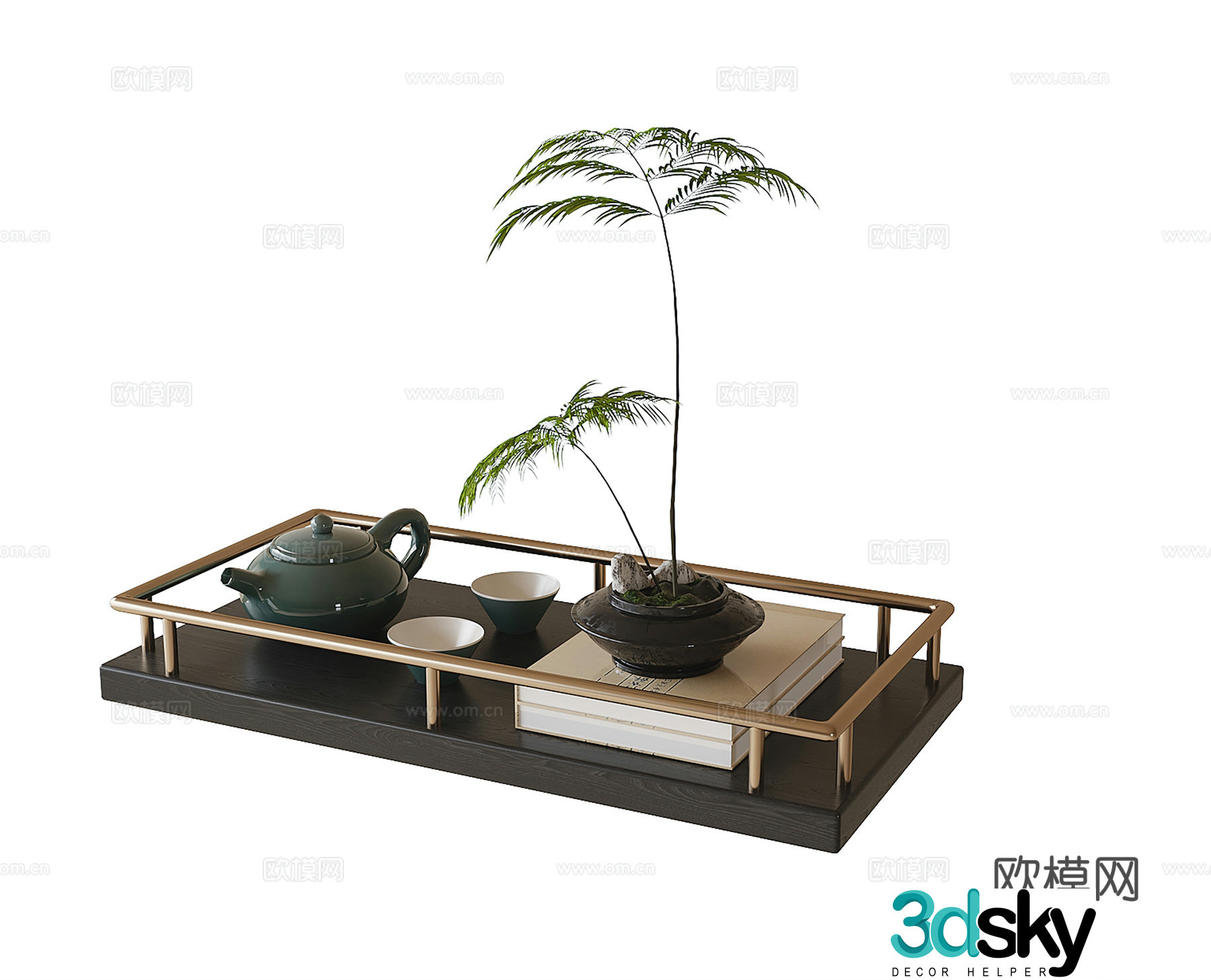 New Chinese tea set ornaments 3D model
