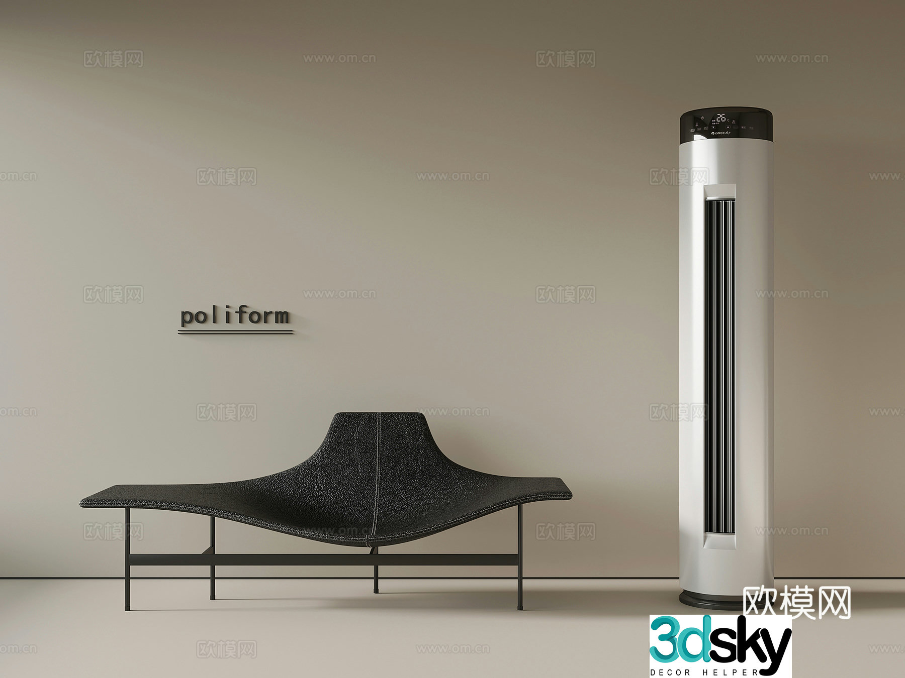 Modern minimalist bench leisure chair air conditioning 3d model