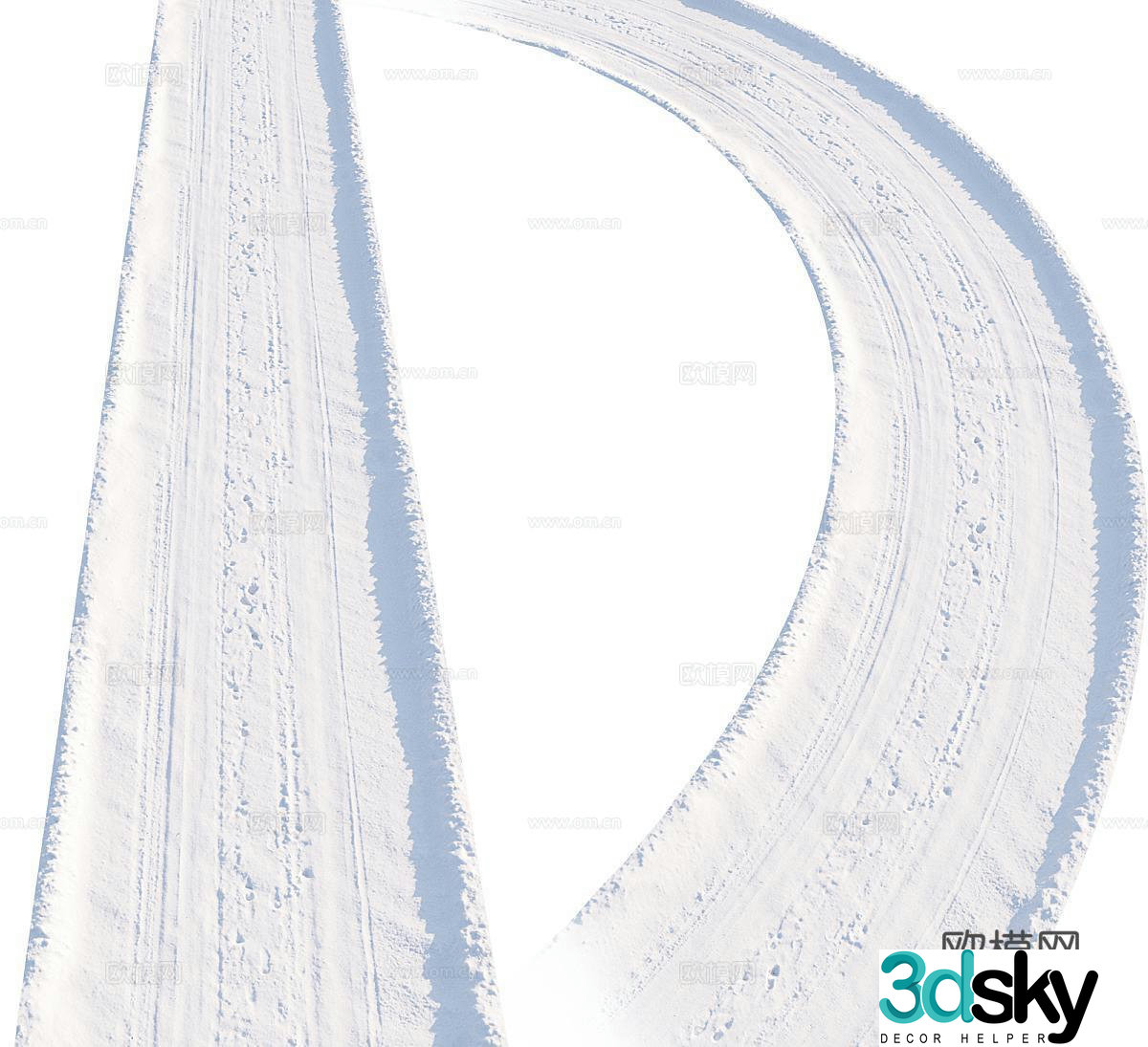 Modern snow road snowy road snowy road snow road pavement road 3d model