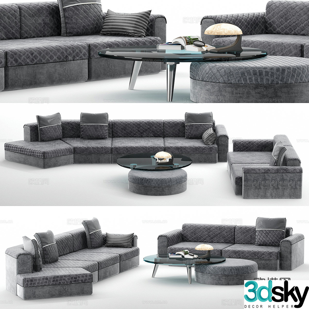 Sofa coffee table combination 3D model
