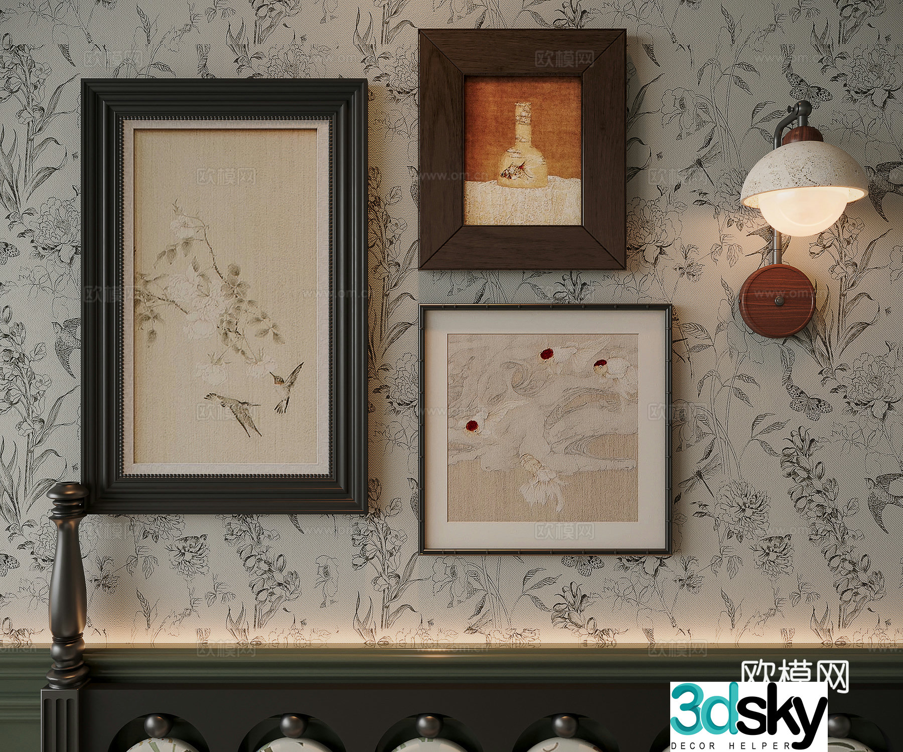 French medieval combination decorative painting 3D model