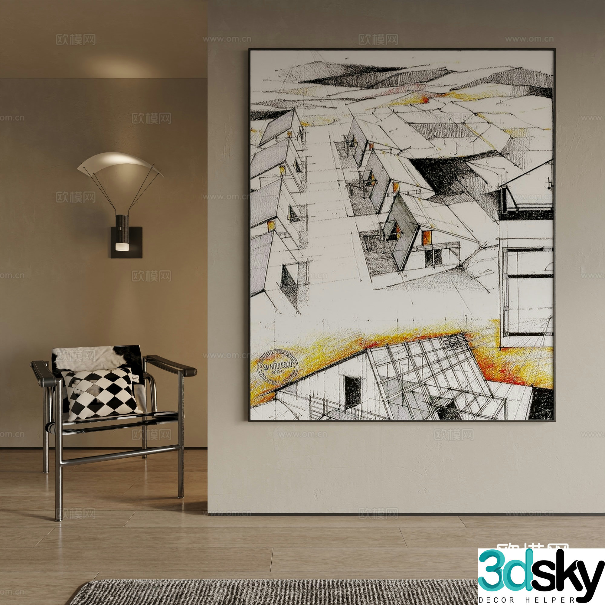 Modern decorative painting 3d model