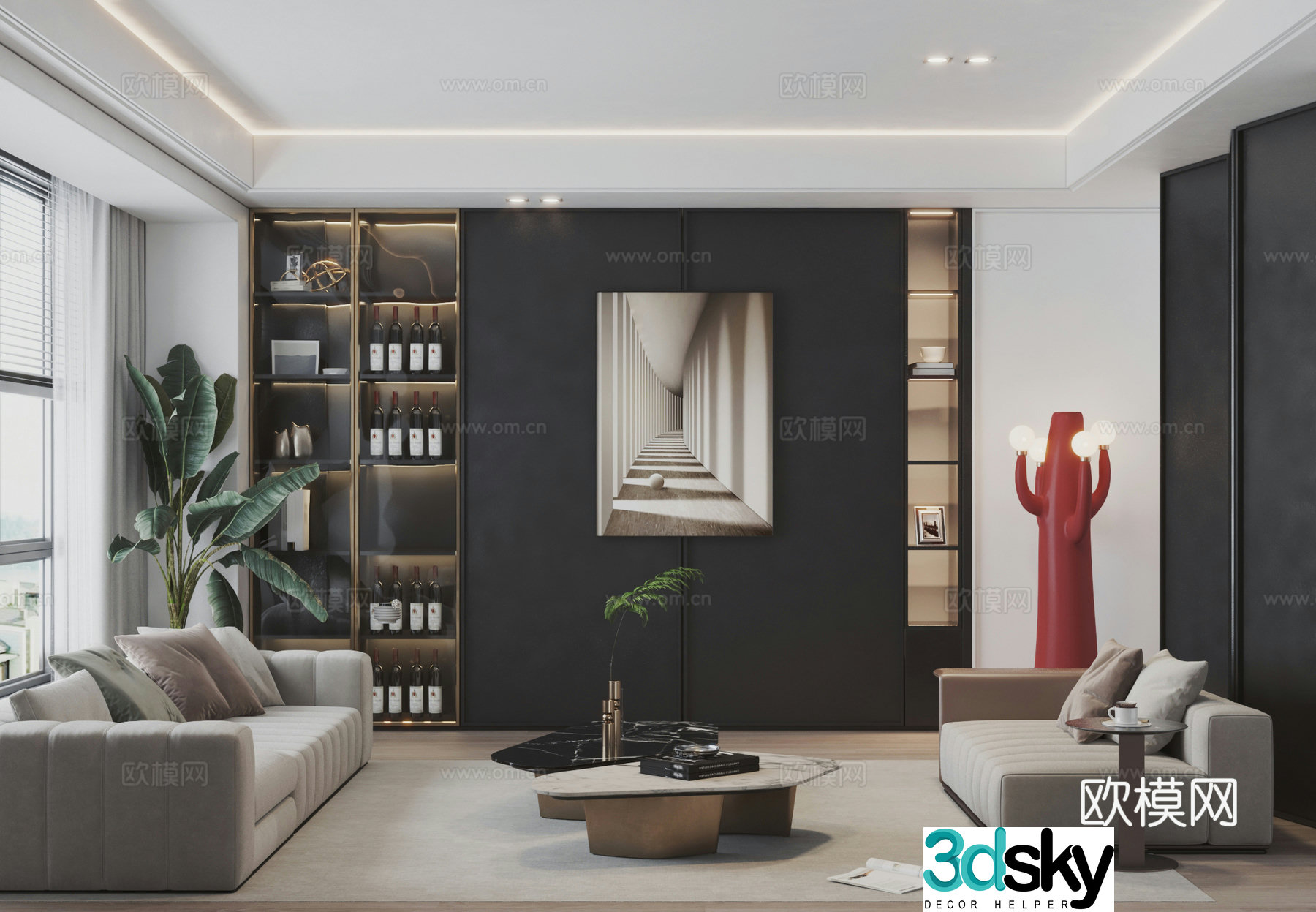 Modern living room Living room Reception room Business negotiation room Reception room 3D model of negotiation area