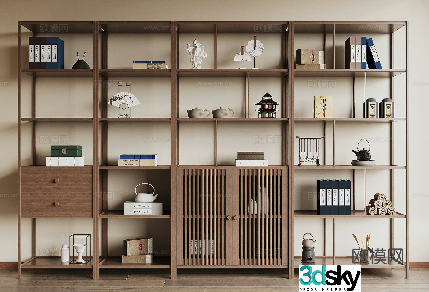 New Chinese style 3D model of Bo Gu shelf