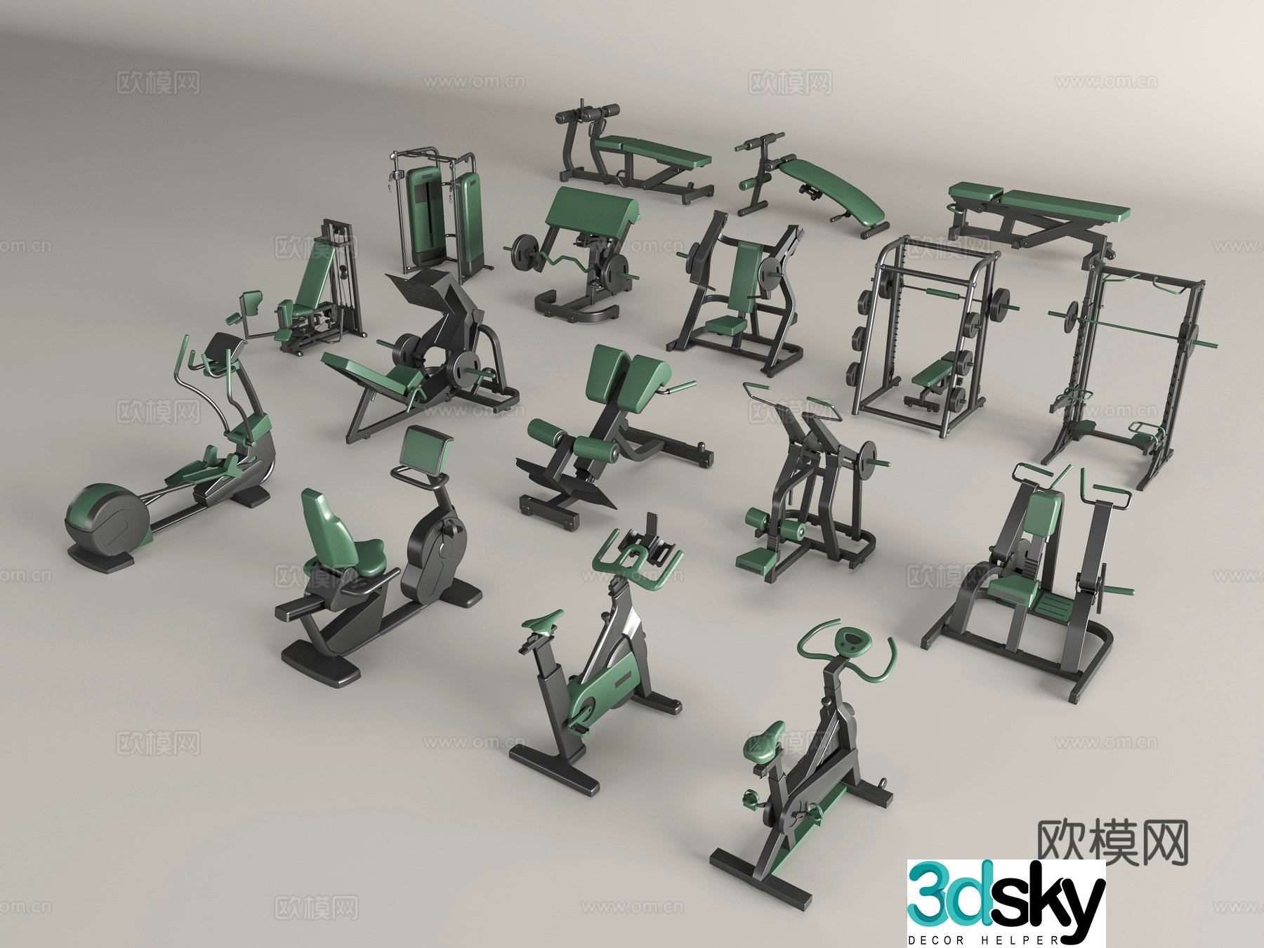 Modern fitness equipment 3d model
