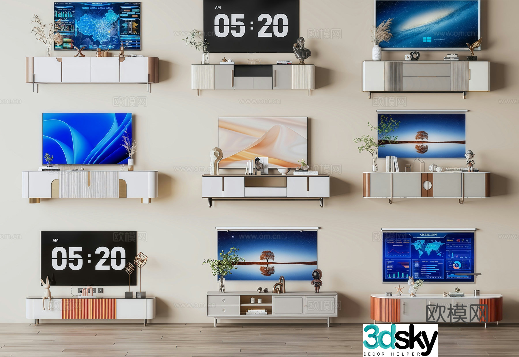 Modern TV Cabinet TV Set TV Cabinet Ornaments 3D Model