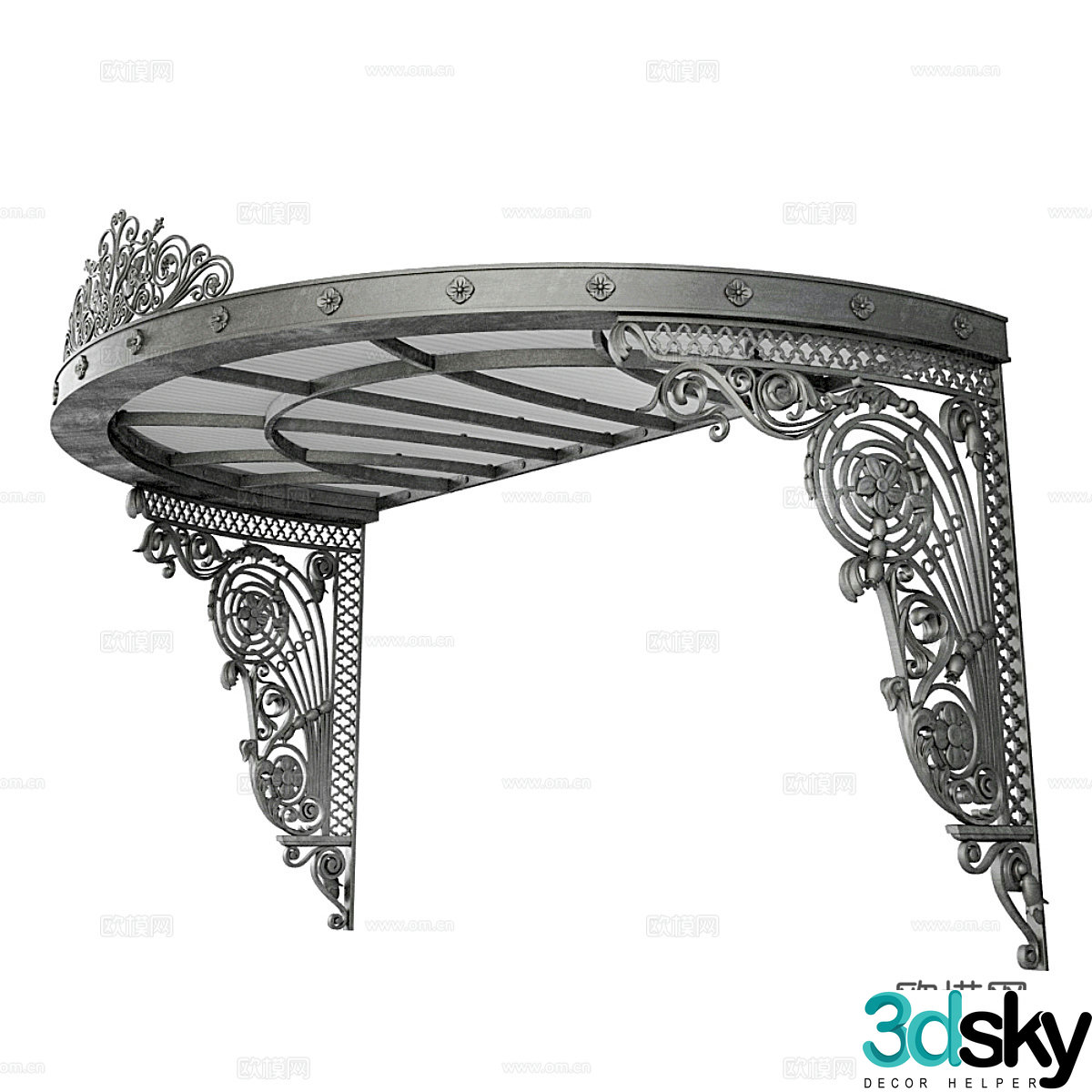 Classical awning retro awning iron awning metal awning simple European awning 3D model