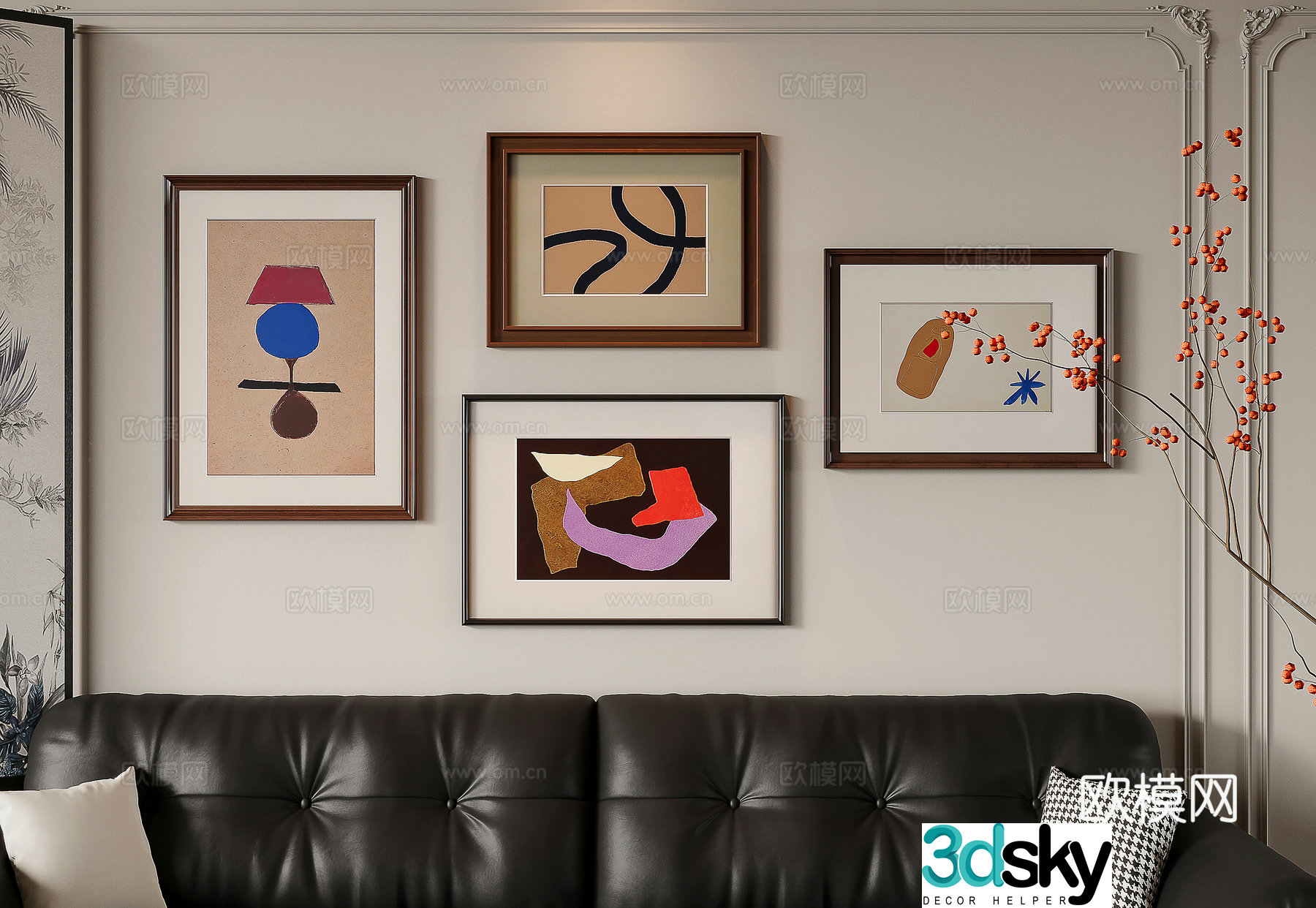 French medieval combination hanging painting 3D model