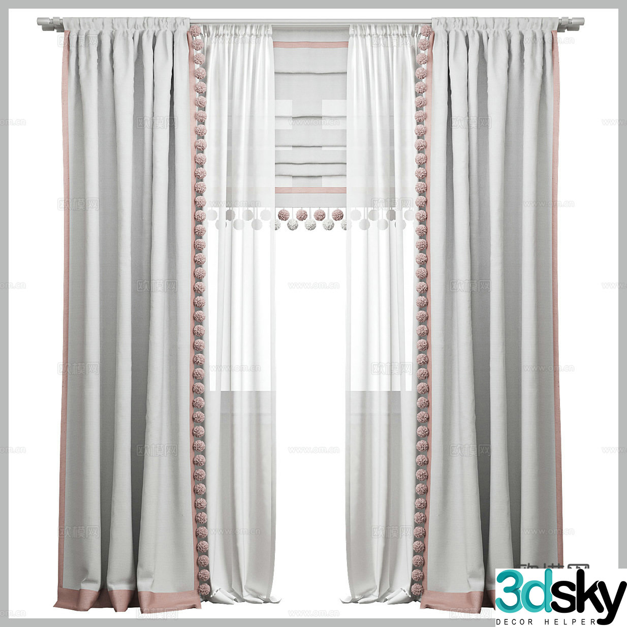 Simple curtains fabric curtains children’s curtains children’s room curtains cloth curtains gauze curtains Roman curtains 3D model