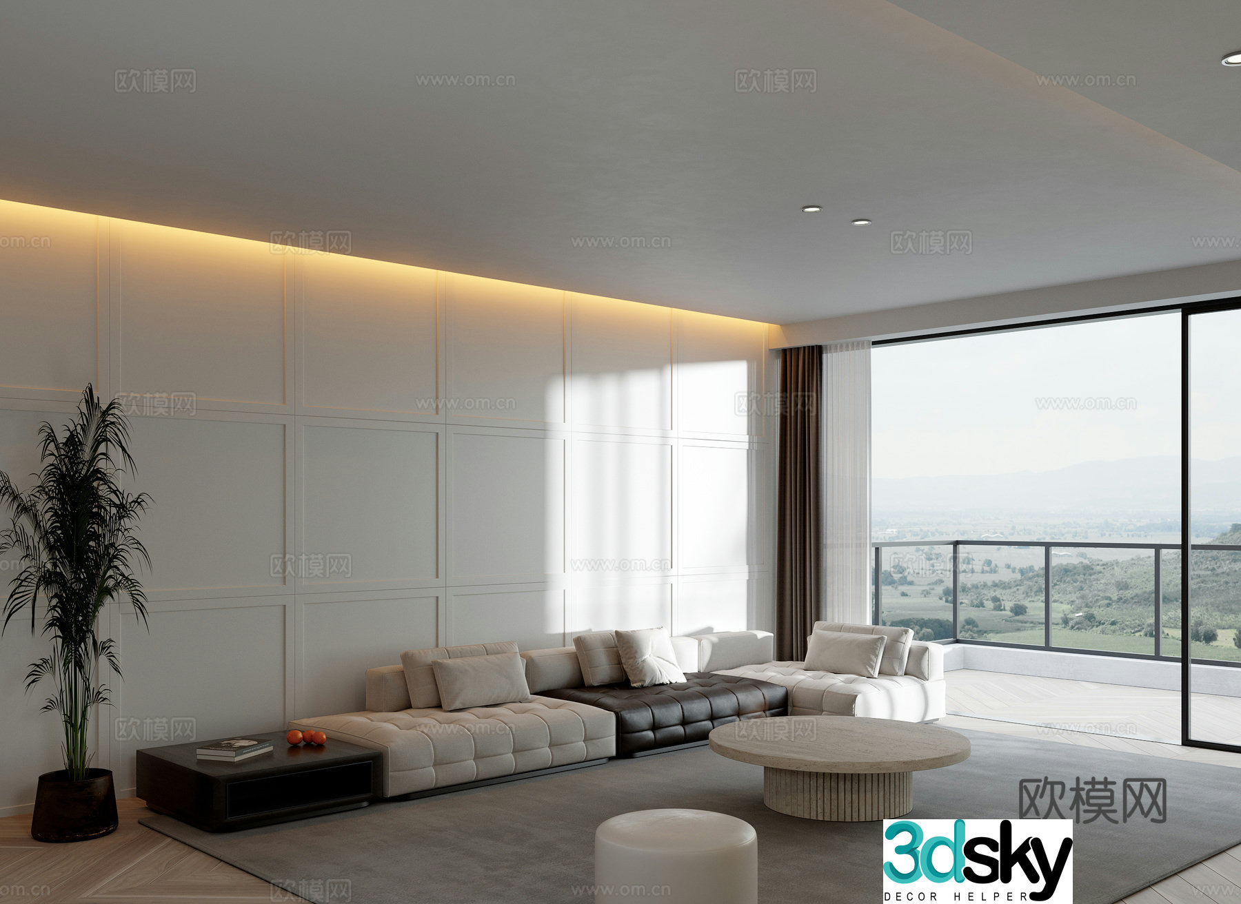 French minimalist sofa combination piano sofa multiplayer sofa 3D model