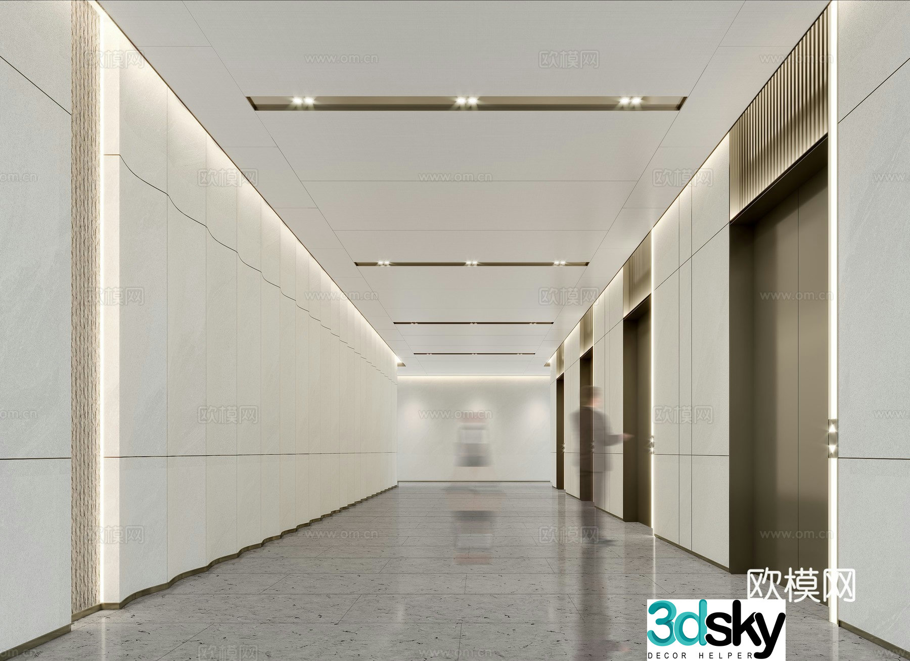 Modern elevator hall 3d model
