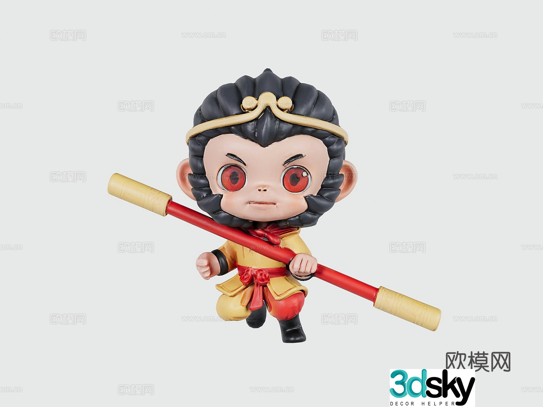 Q version of Wukong figure 3D model