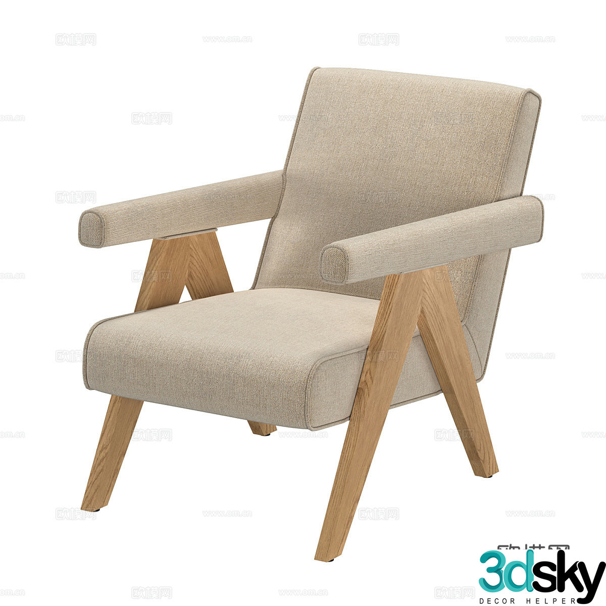 Wasabi style leisure chair B&B single chair Fabric single chair Fabric leisure chair Fabric dining chair Fabric 3d model