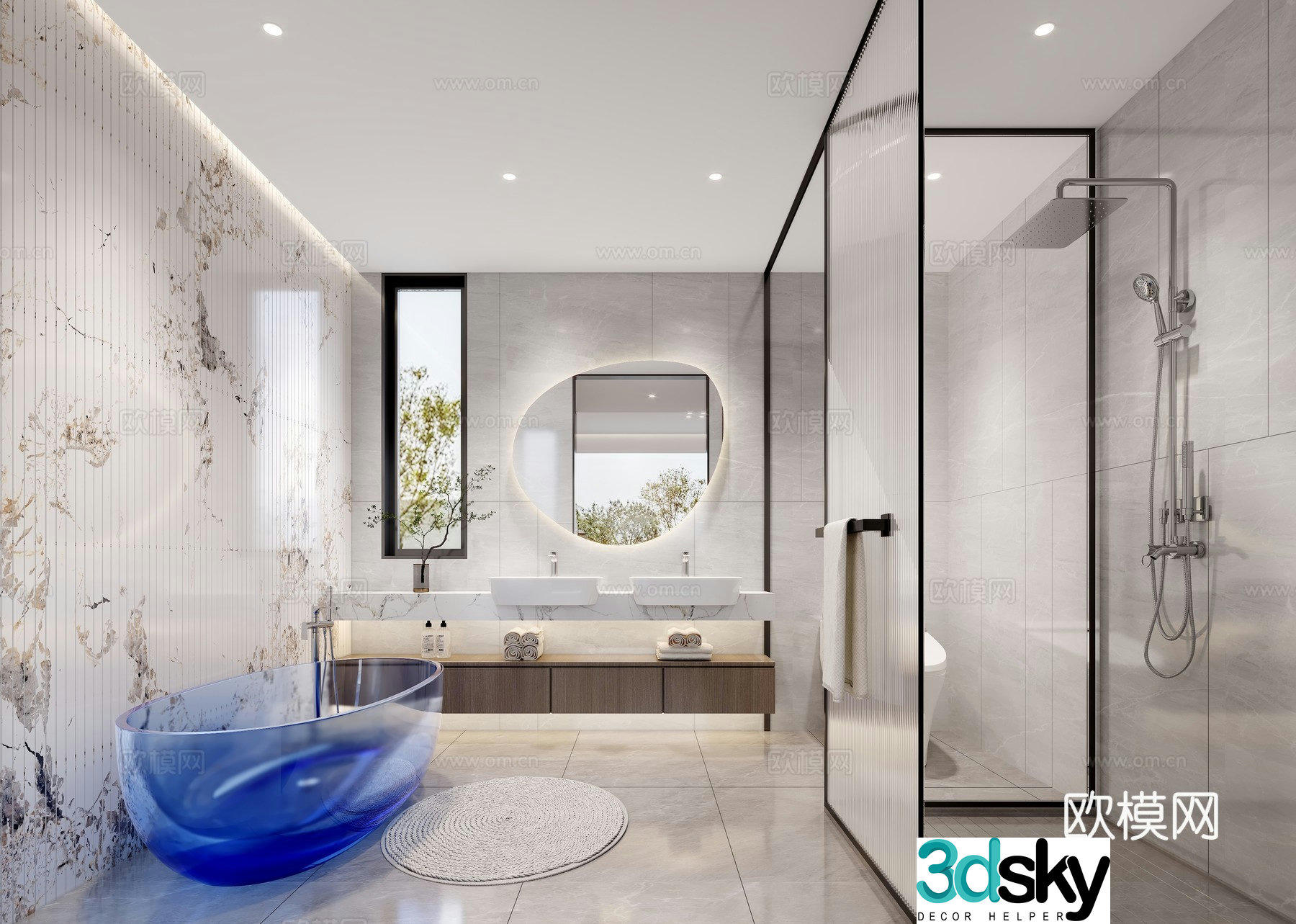 Modern villa bathroom 3d model