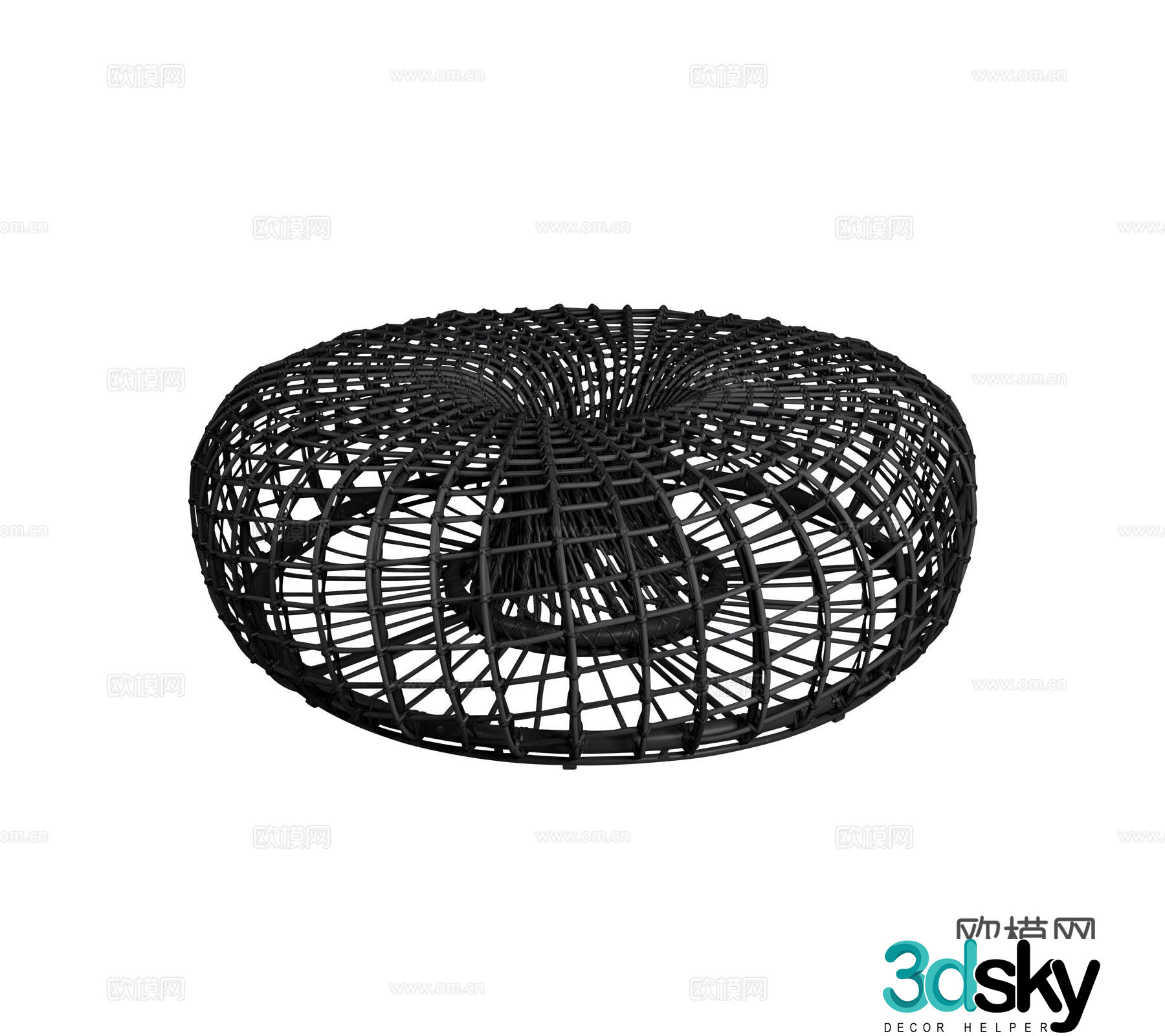 Modern outdoor courtyard garden terrace furniture single chair rattan chair bamboo weaving chair combination 3D model