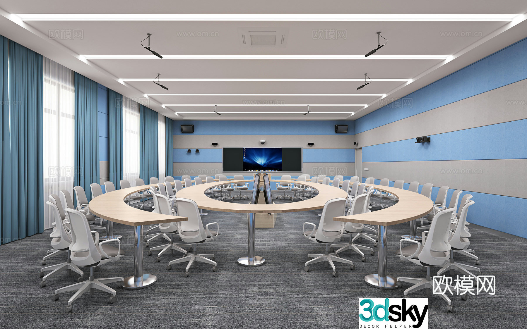 Modern smart classroom 3d model
